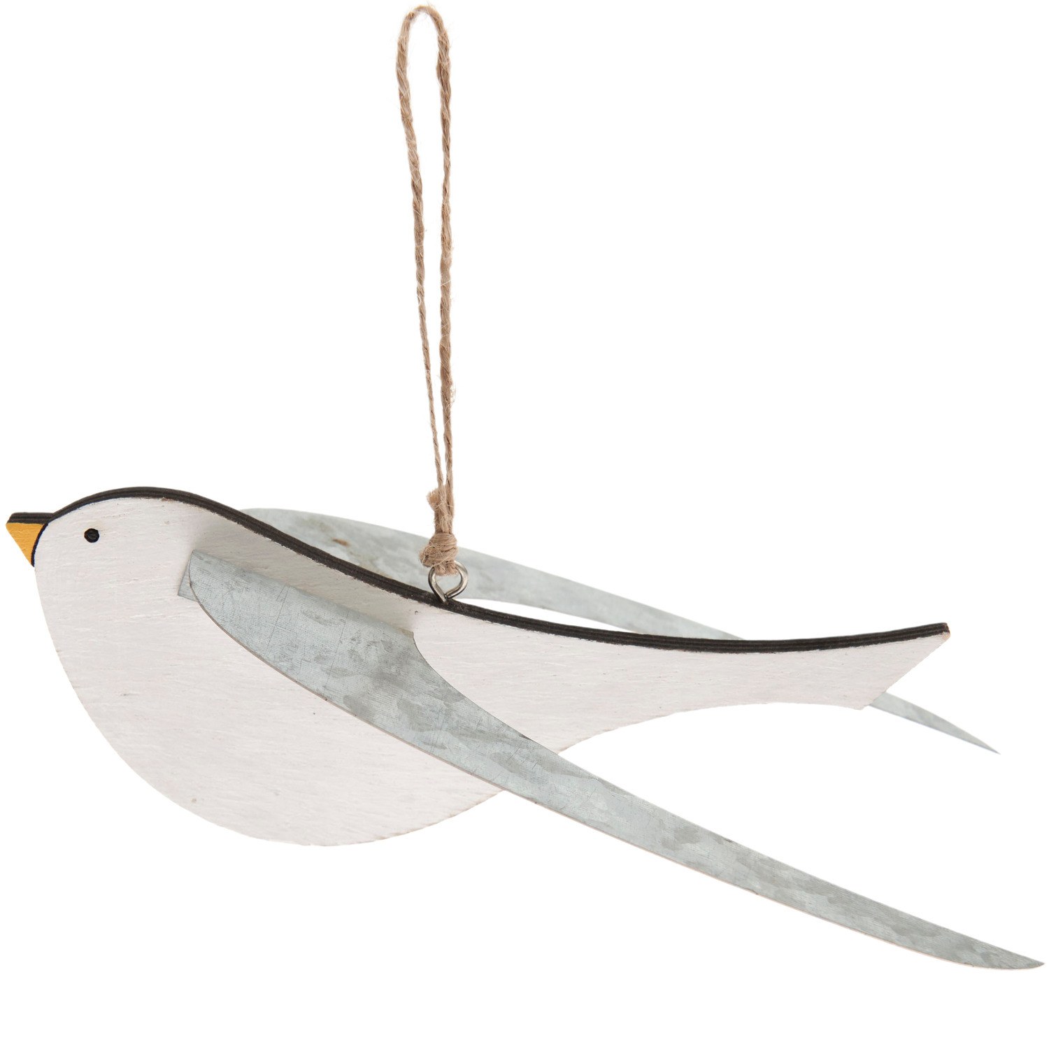 Holzanhänger Möwe mit Flügeln von Rico Design, zeigt eine stilisierte Möwe aus Holz mit langen Flügeln und Aufhängeschnur.