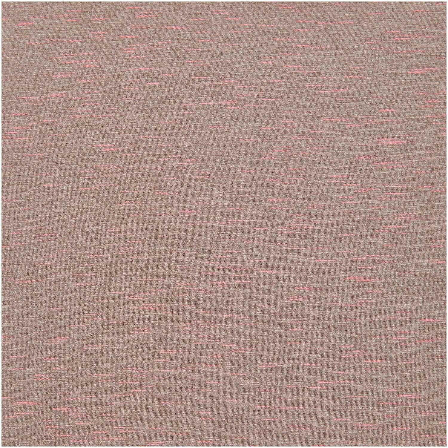 Meterware Jersey in Taupe mit Neonpink von Rico Design. Der Stoff zeigt ein dezentes, modernes Muster.