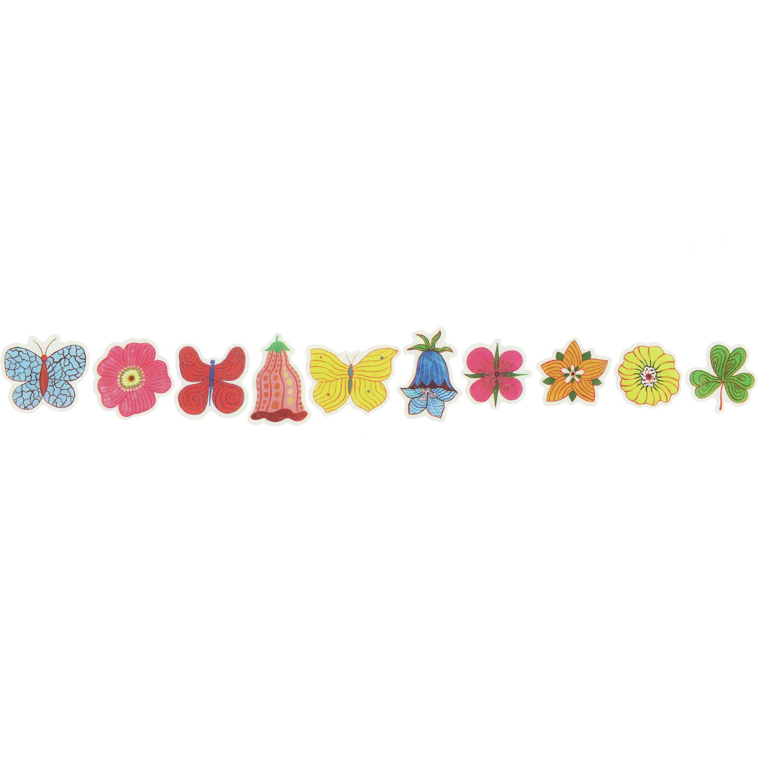Washi Sticker Midsommar Magic: Bunte Blumen- und Schmetterlingsmotive von Rico Design, 200 Stück.