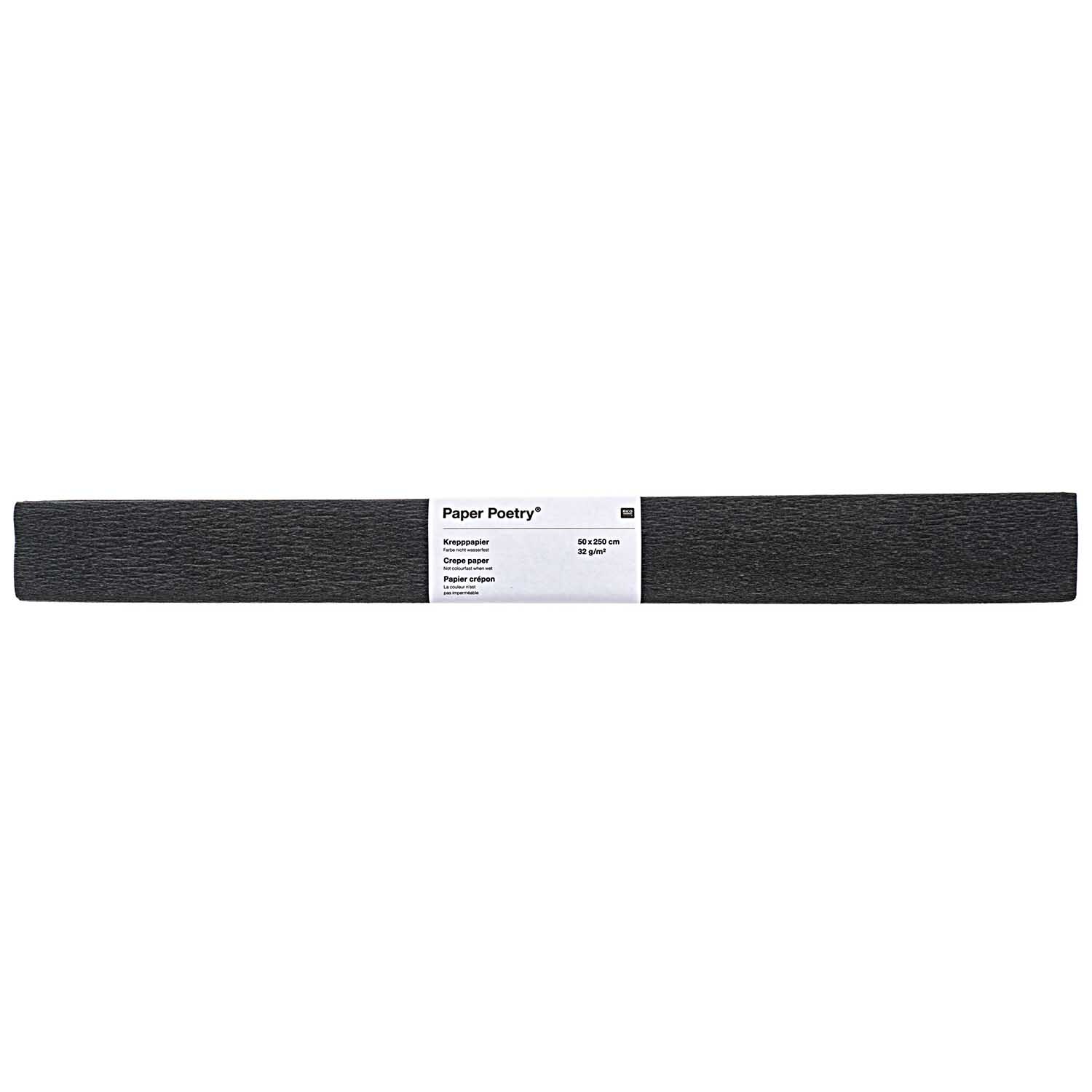 Krepp-Papier 50x250cm von Rico Design in Schwarz, ideal für kreative Bastelprojekte.