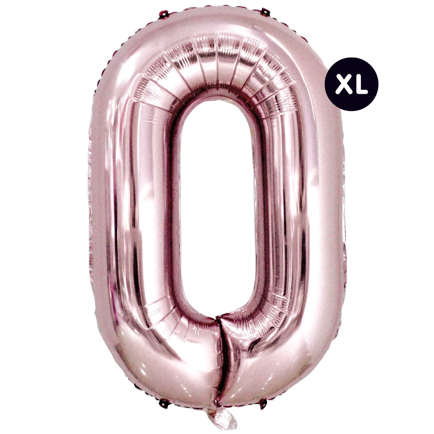 Folienballon Zahl rosa 86cm von Rico Design in Form einer großen Null, ideal für Feiern.