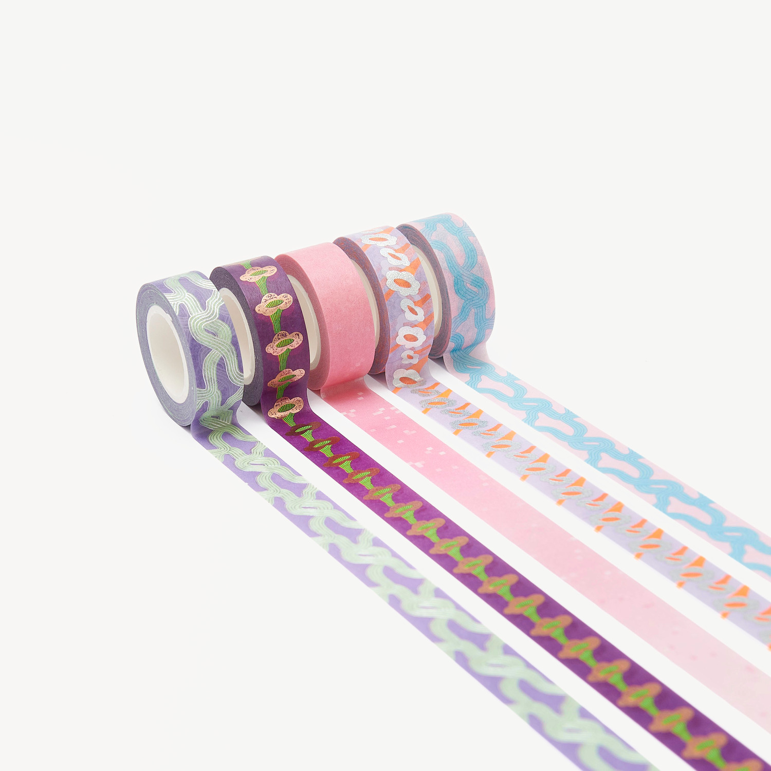 Paper Poetry Tape Set Shrooom Pfifferlinge, 1,5cmx10m 5 Stück, bunte Muster, ideal für kreative Projekte.