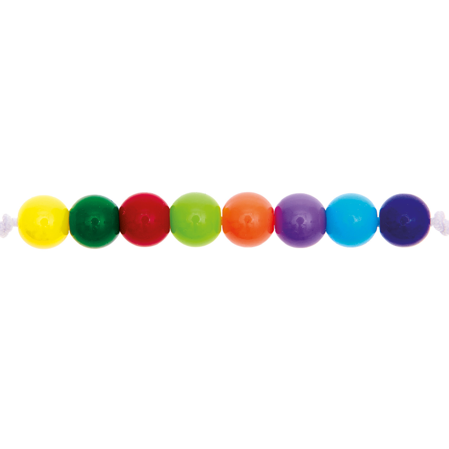 Itoshii Kunststoffperlen rainbow classic Mix, 6mm, 80 Stück. Bunte Perlen aufgereiht in Regenbogenfarben. Ideal für kreative Bastelprojekte.