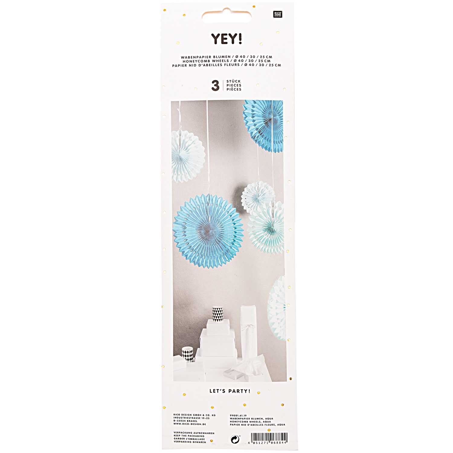 Wabenpapier Blumen aqua 3 Stück von Rico Design
