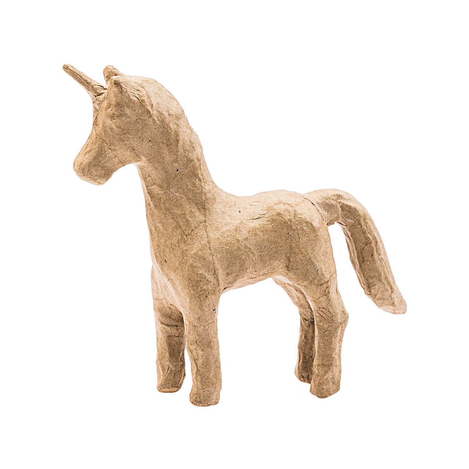 Pappmaché Einhorn 12x13cm von Rico Design in natürlichem Farbton, ideal für kreative Bastelprojekte.
