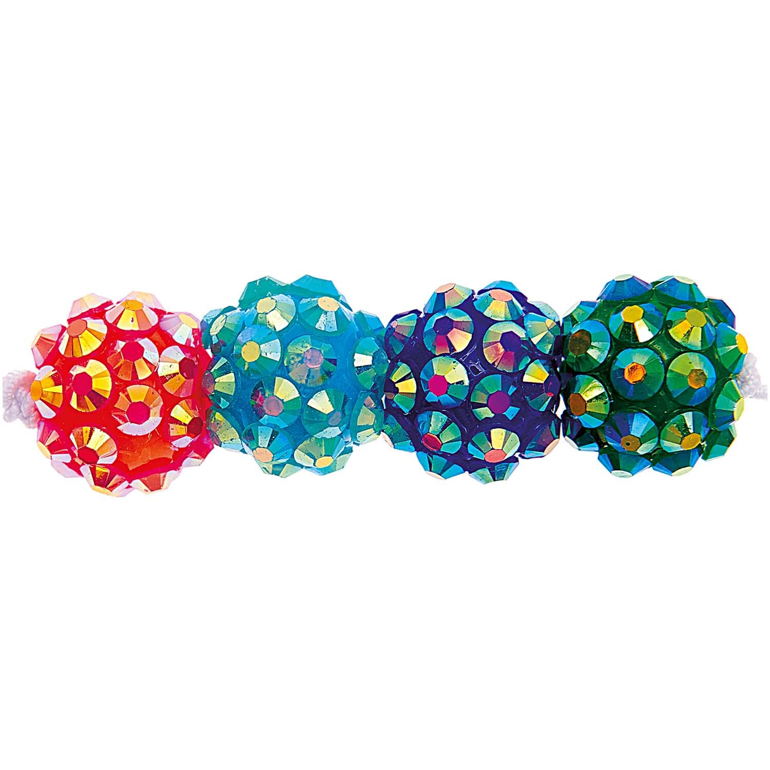 itoshii Strassperlen classic Mix 11mm, bunte Perlen von Rico Design in Rot, Blau und Grün, ideal für kreative Bastelprojekte.