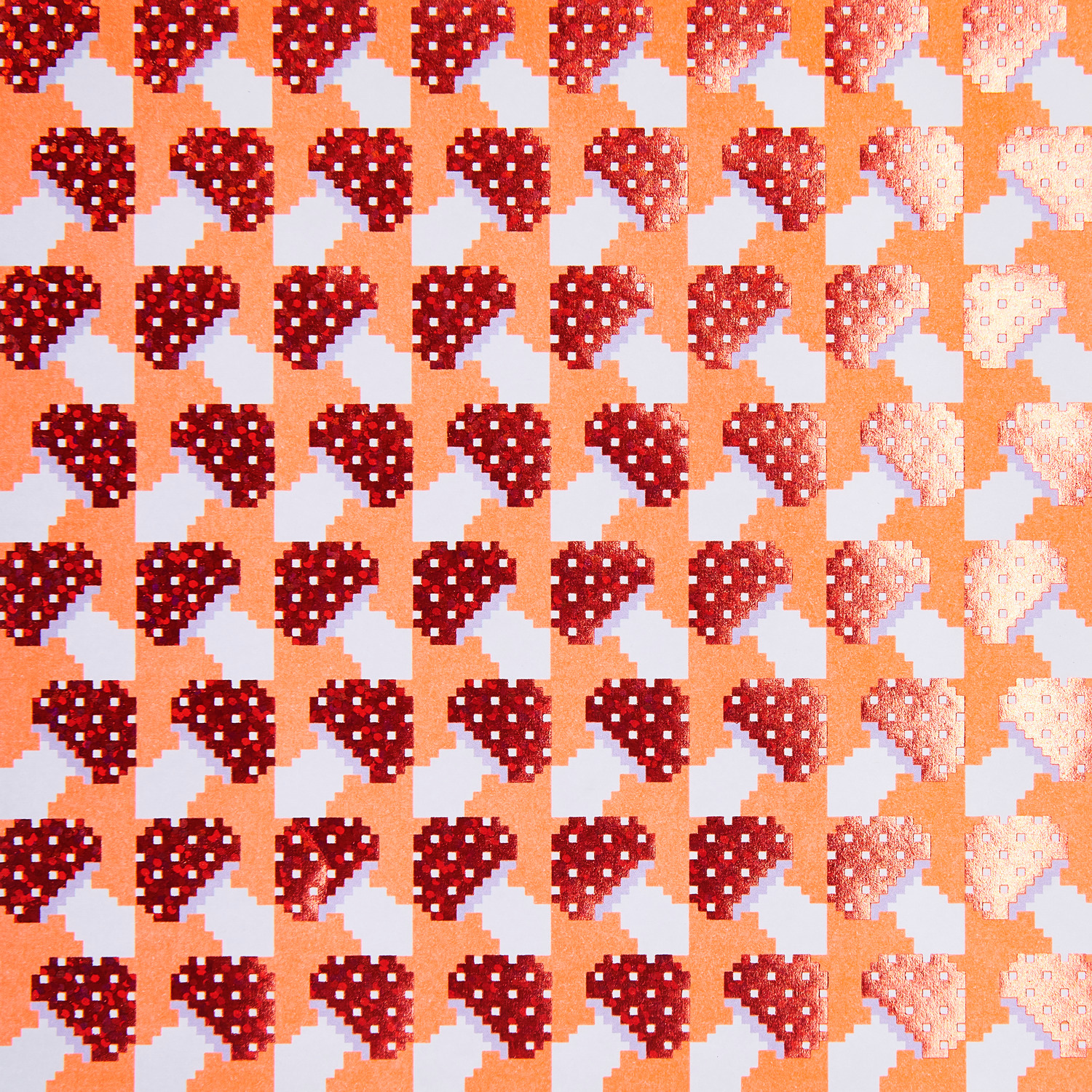 Paper Poetry Origami Shrooom, 15x15cm, 50 Blatt. Orange-weißes Muster mit roten Pilzen. Ideal für kreative Bastelprojekte.