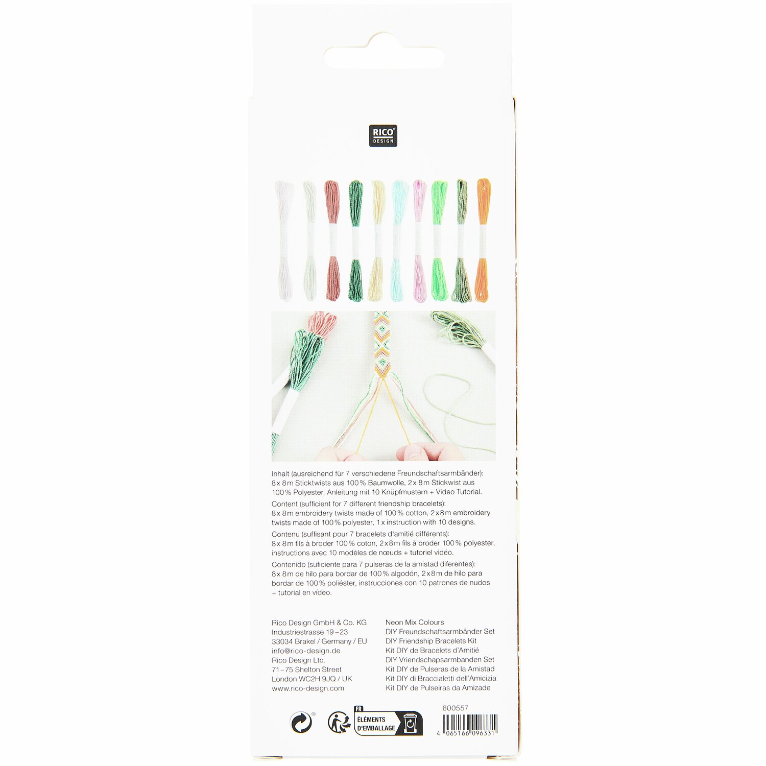 DIY Freundschaftsarmbänder Set Neon Mix Colours von Rico Design