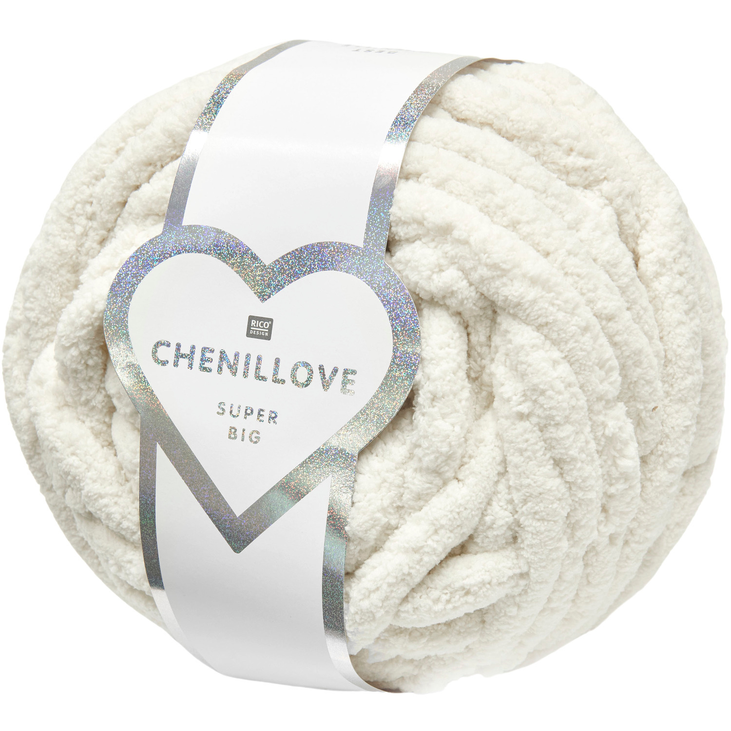 Chenillove Super Big Strickset Decke Modell 03 und Kissen Modell 02 in Creme von Rico Design, ideal für gemütliche Wohnaccessoires.