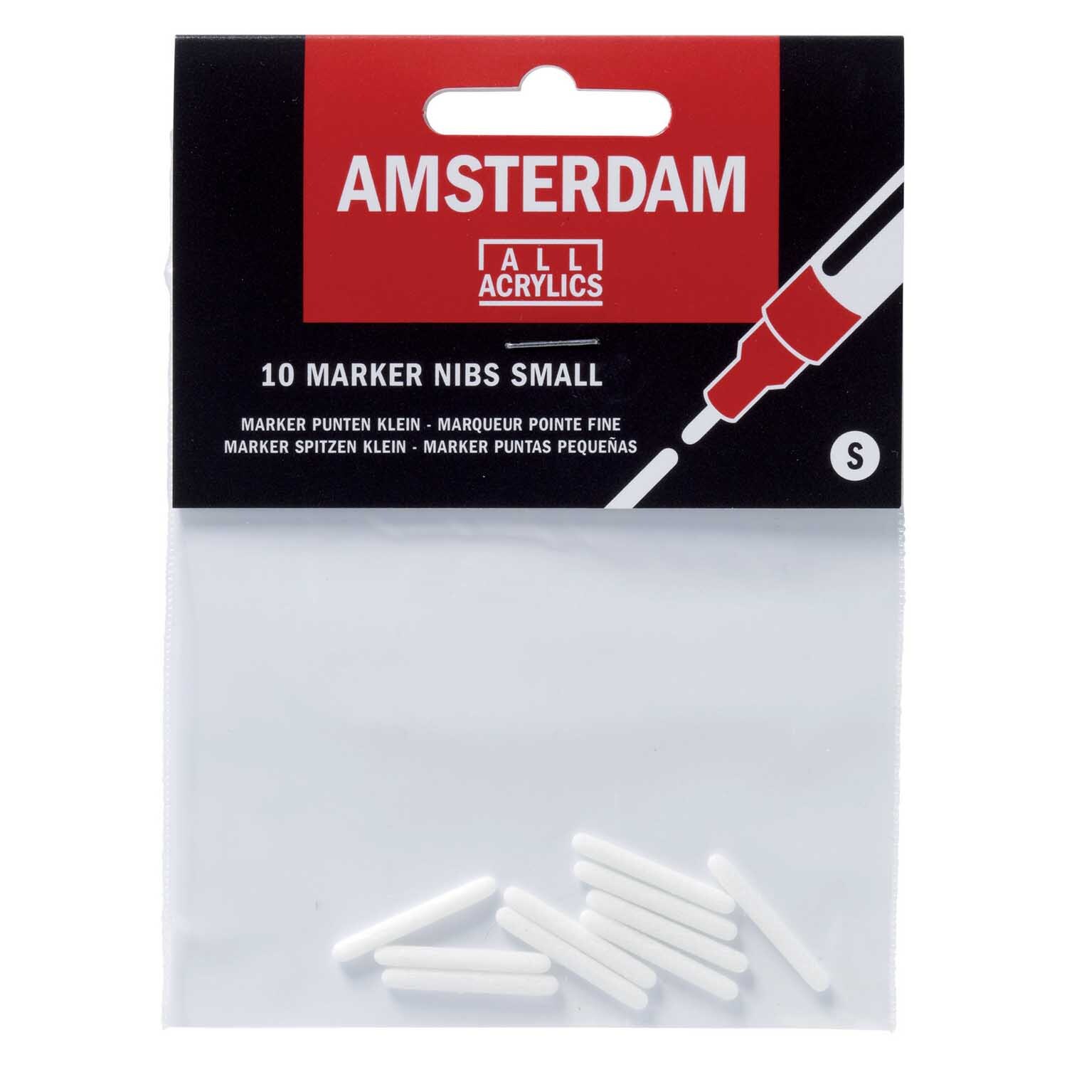 Acrylic Marker Spitzen klein für 1-2mm von AMSTERDAM, weiße Ersatzspitzen in einer transparenten Verpackung.