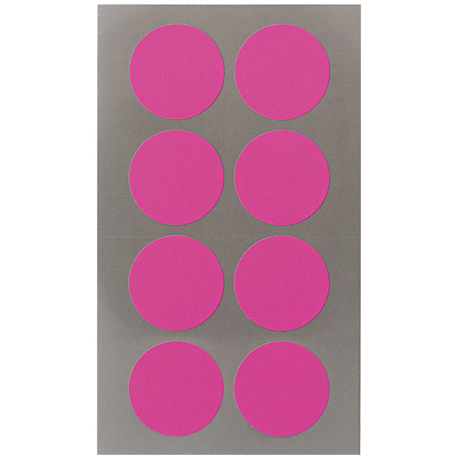 Office Sticker Punkte 25mm 4 Bogen: Neonpinke Kreise von Rico Design auf grauem Hintergrund.