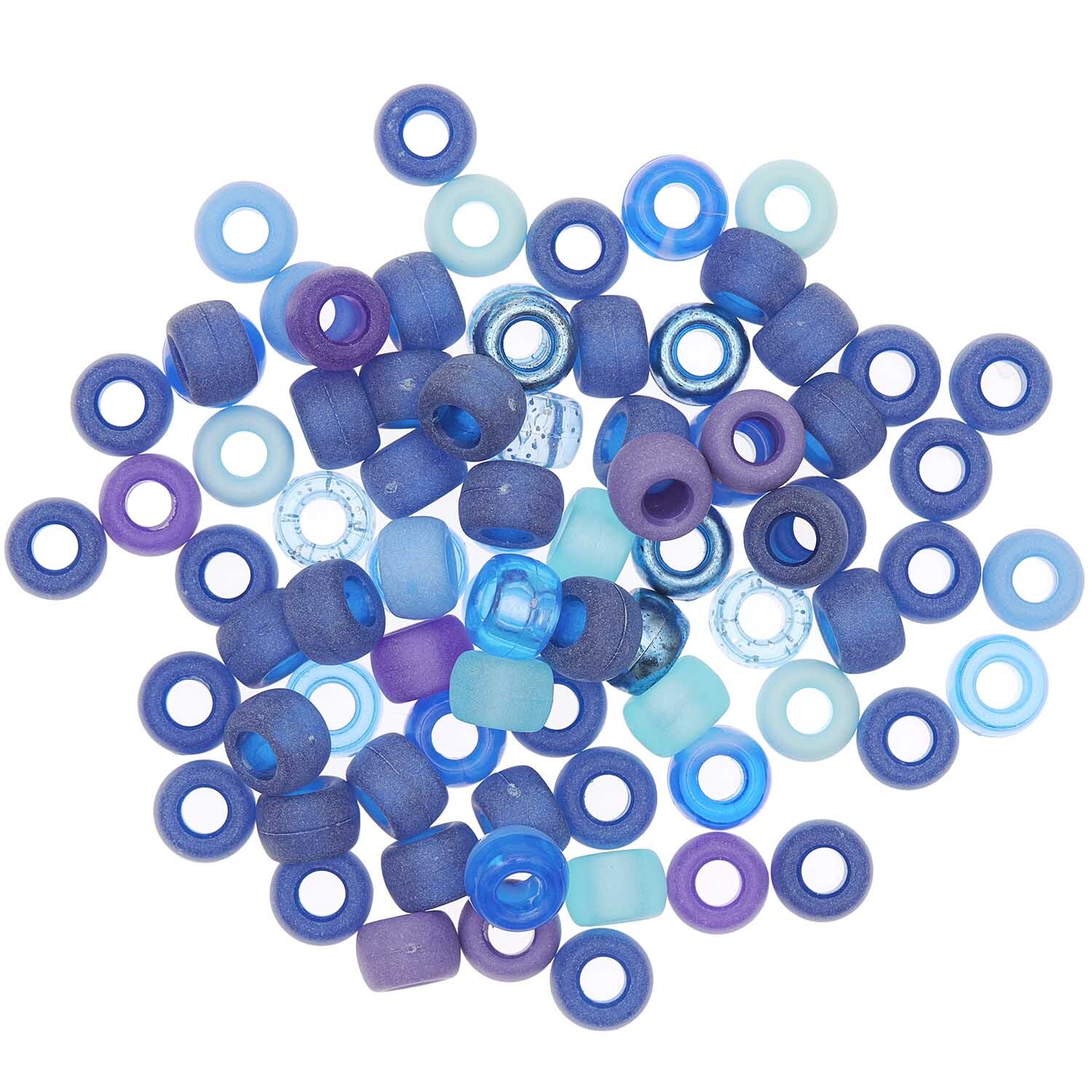 Itoshii - Ponii Beads in verschiedenen Blautönen von Rico Design, 80 Stück, ideal für Schmuckdesign.