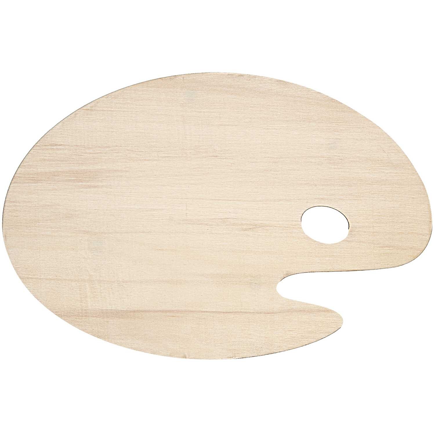 Malpalette klein von Rico Design aus hellem Holz mit ovaler Form und Daumenloch für komfortables Malen.