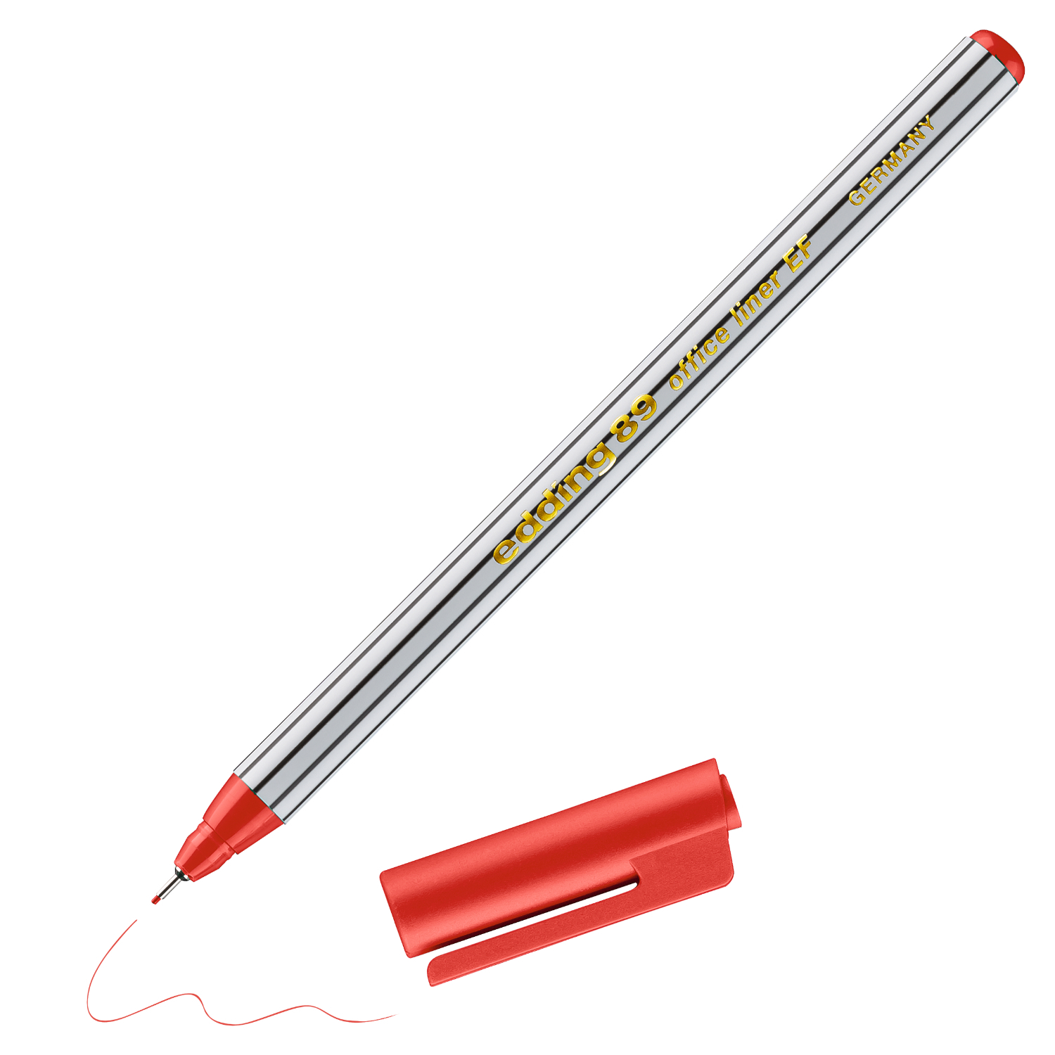89 office liner EF 0,3mm, edding. Roter Fineliner mit abnehmbarer Kappe, ideal für präzises Schreiben.