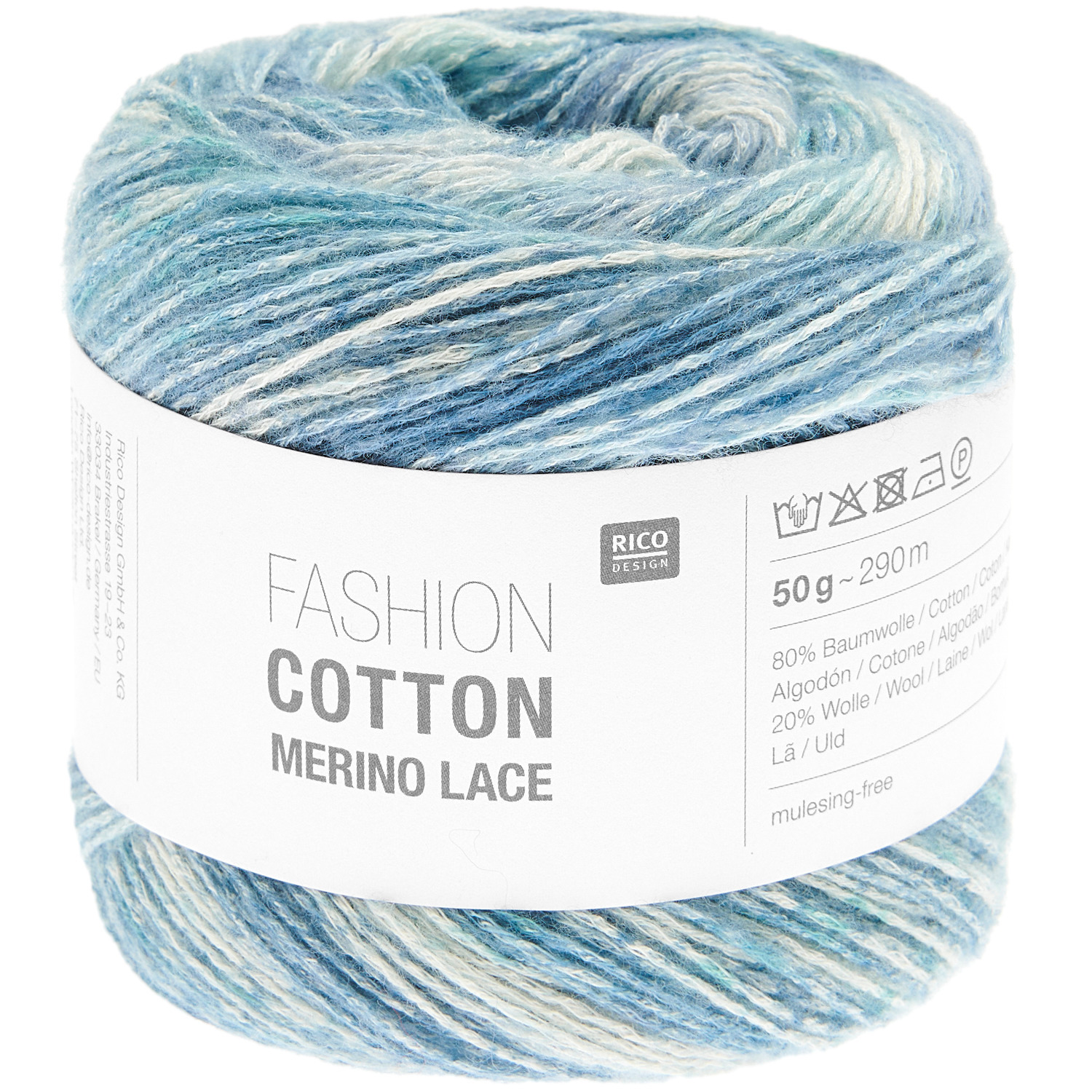 Fashion Cotton Merino Lace: Dreieckstuch aus Lovewool No. 20, gestrickt in zartem Winterton von Rico Design.