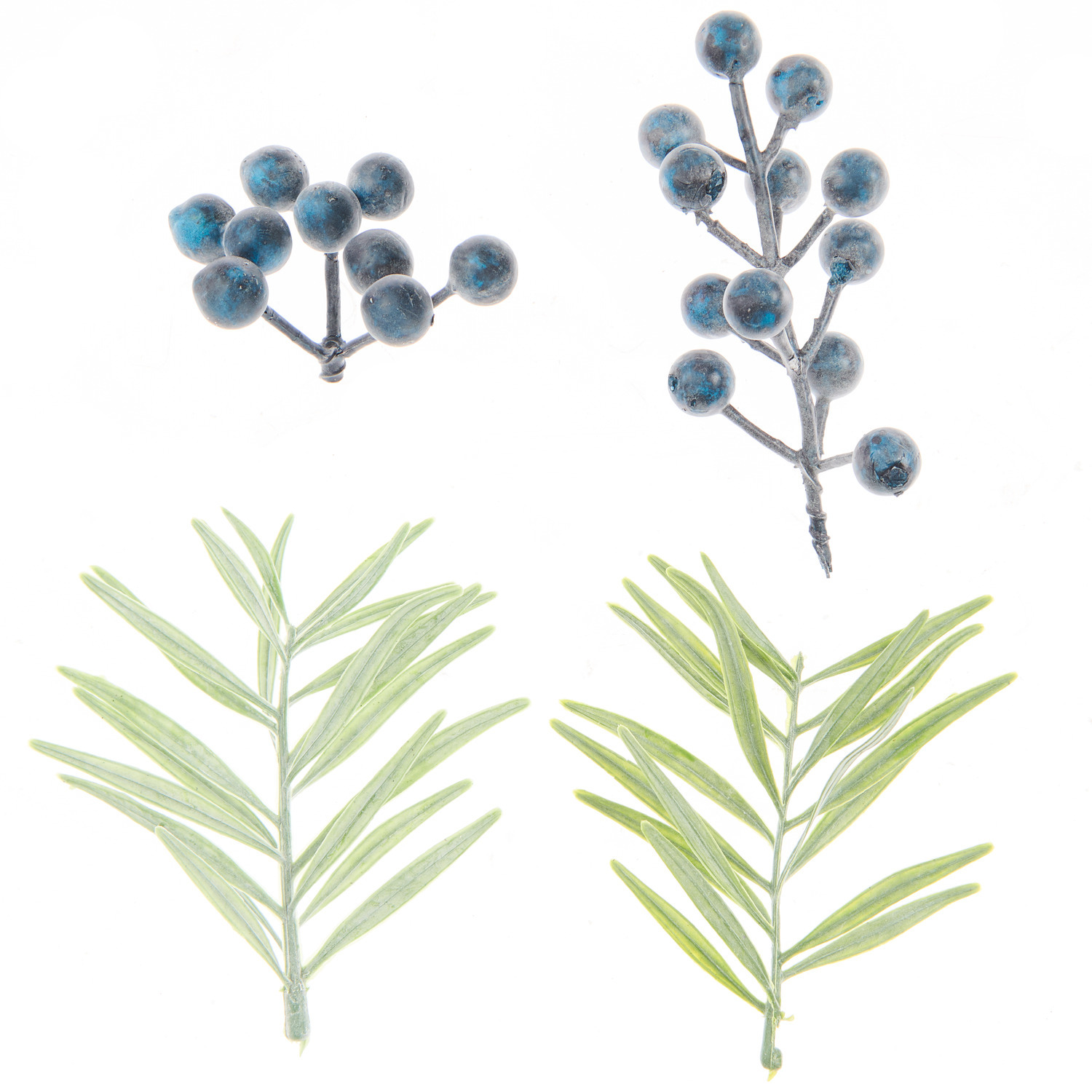 Deko-Set Schlehenbeeren/Zweige geeist in Blau von Rico Design, zeigt blaue Beeren und grüne Zweige.