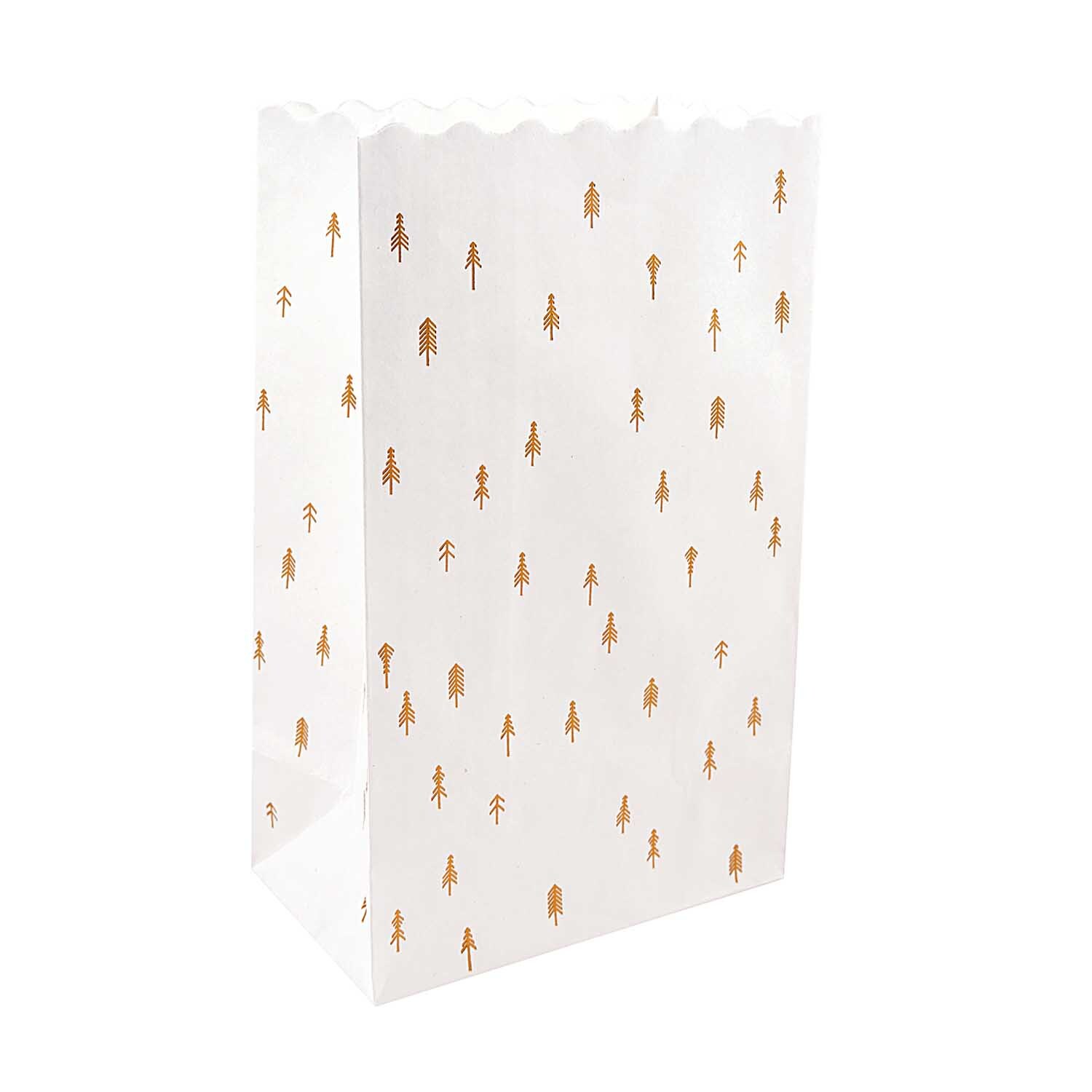 Paper Poetry Lichttüten klein mit goldenen Baum-Motiven auf weißem Hintergrund, 5er-Set von Rico Design.