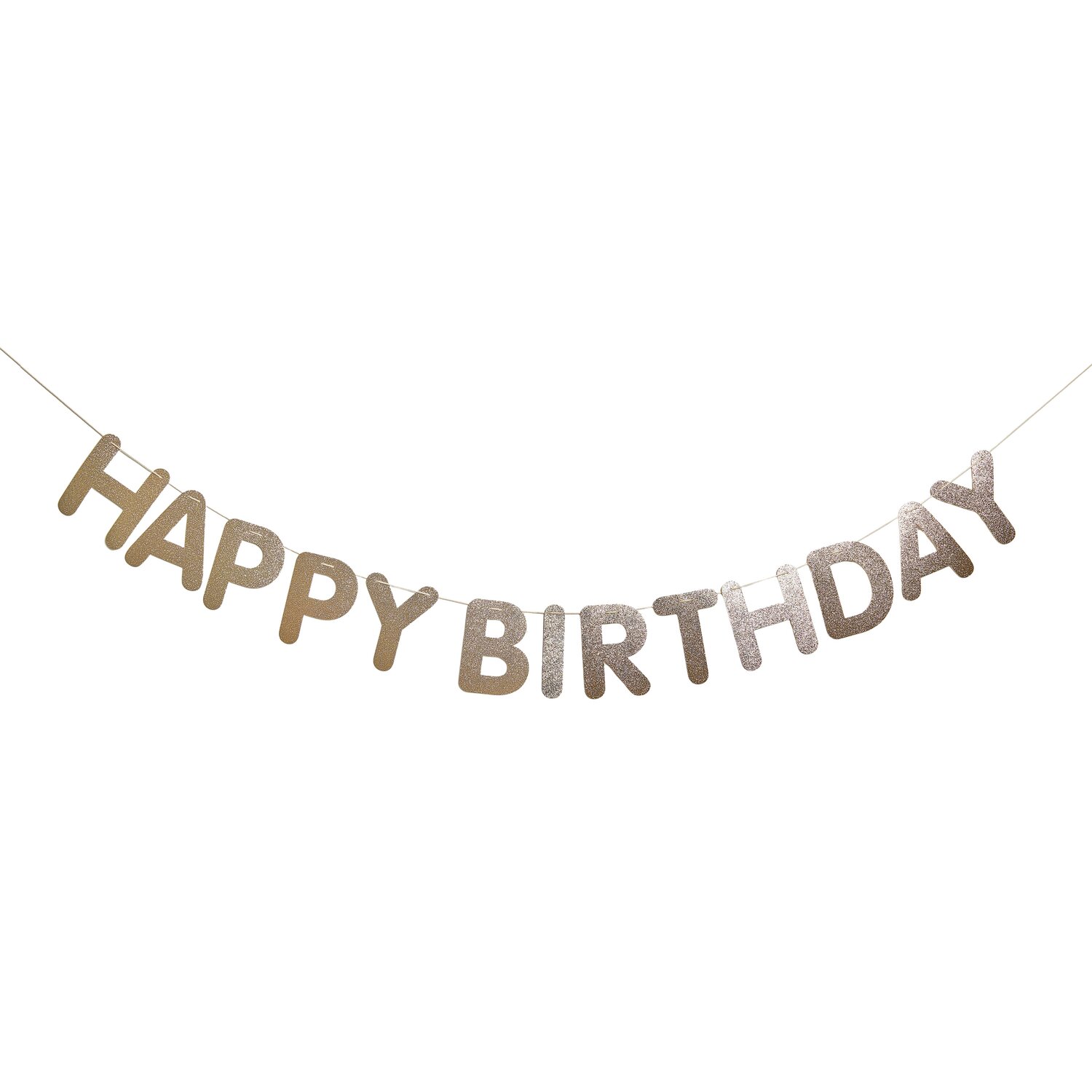 Paper Poetry Girlande mit glitzernden Buchstaben "Happy Birthday" in Gold, 5m lang, von Rico Design. Ideal für festliche Dekorationen.