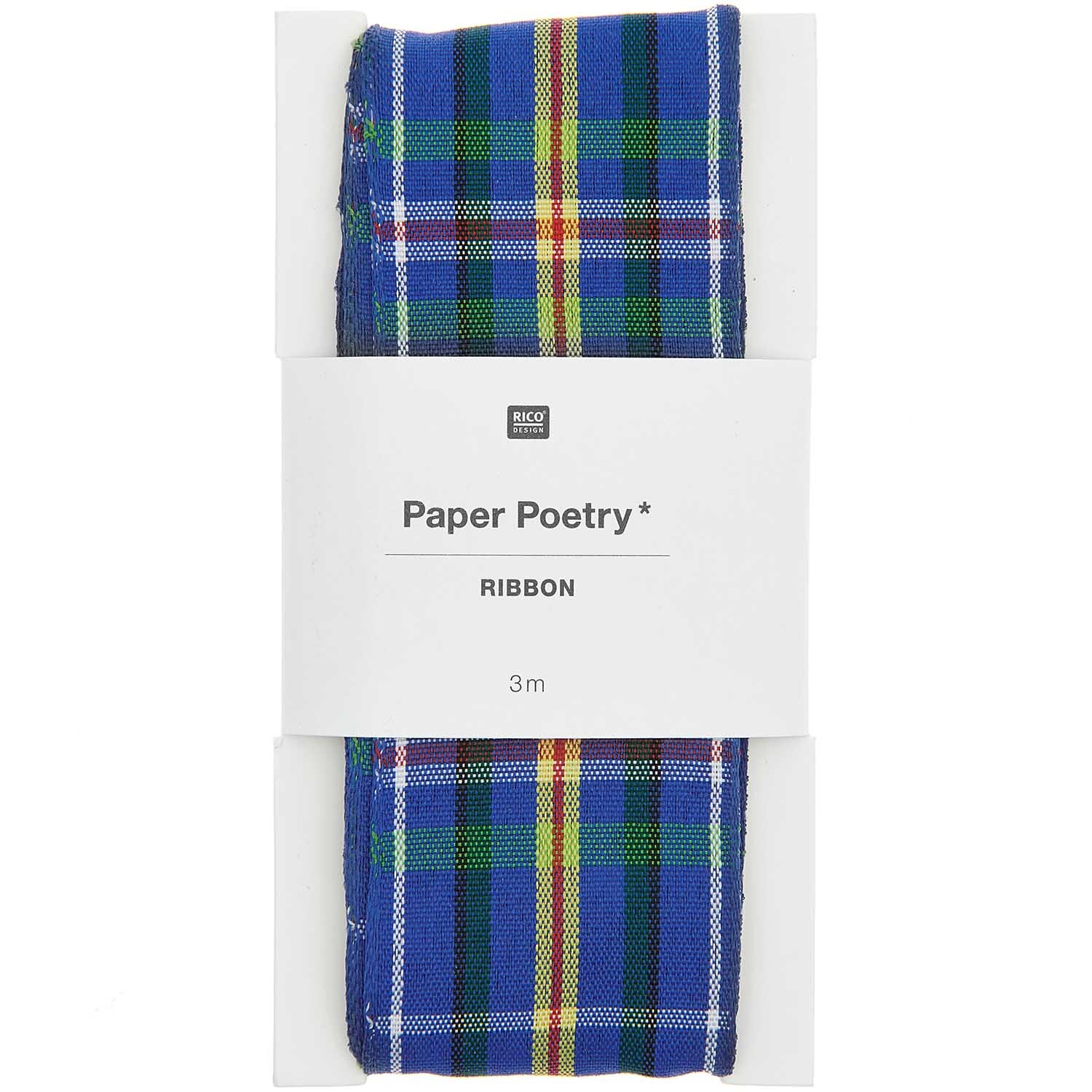 Paper Poetry Karoband blau-grün-gelb-rot 38mm 3m von Rico Design