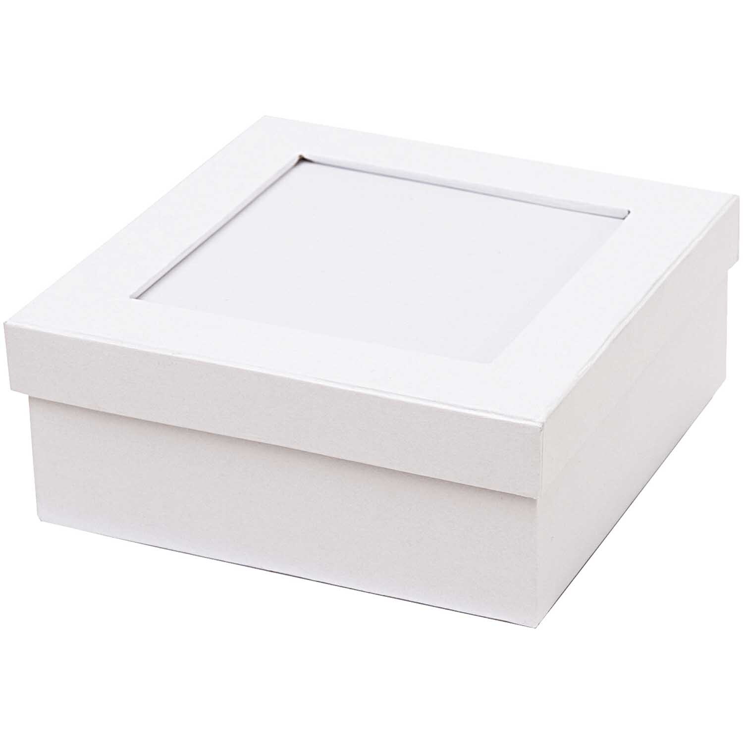 Mosaikbox weiß 20x15x6cm von Rico Design, quadratisch mit abnehmbarem Deckel, ideal zur Aufbewahrung.