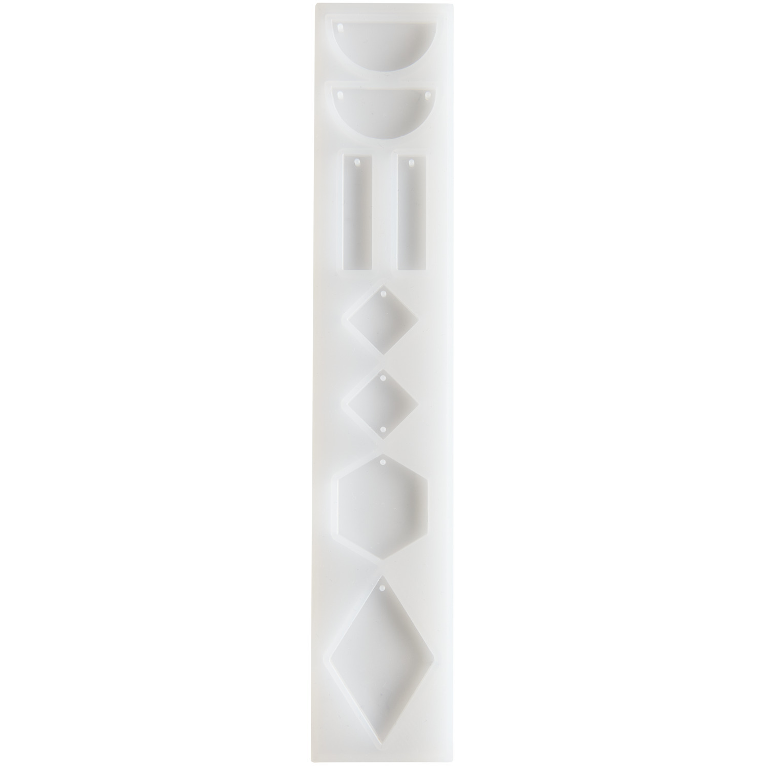 Silikon Gießform Anhänger geometrisch von Rico Design in Weiß. Verschiedene Formen für kreative Bastelprojekte. Ideal für DIY-Schmuckherstellung.