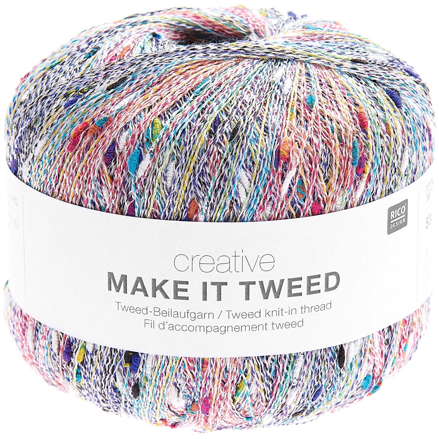 Creative Make It Tweed Strickset mit multicolor Garn von Rico Design, ideal für kreative Strickprojekte.