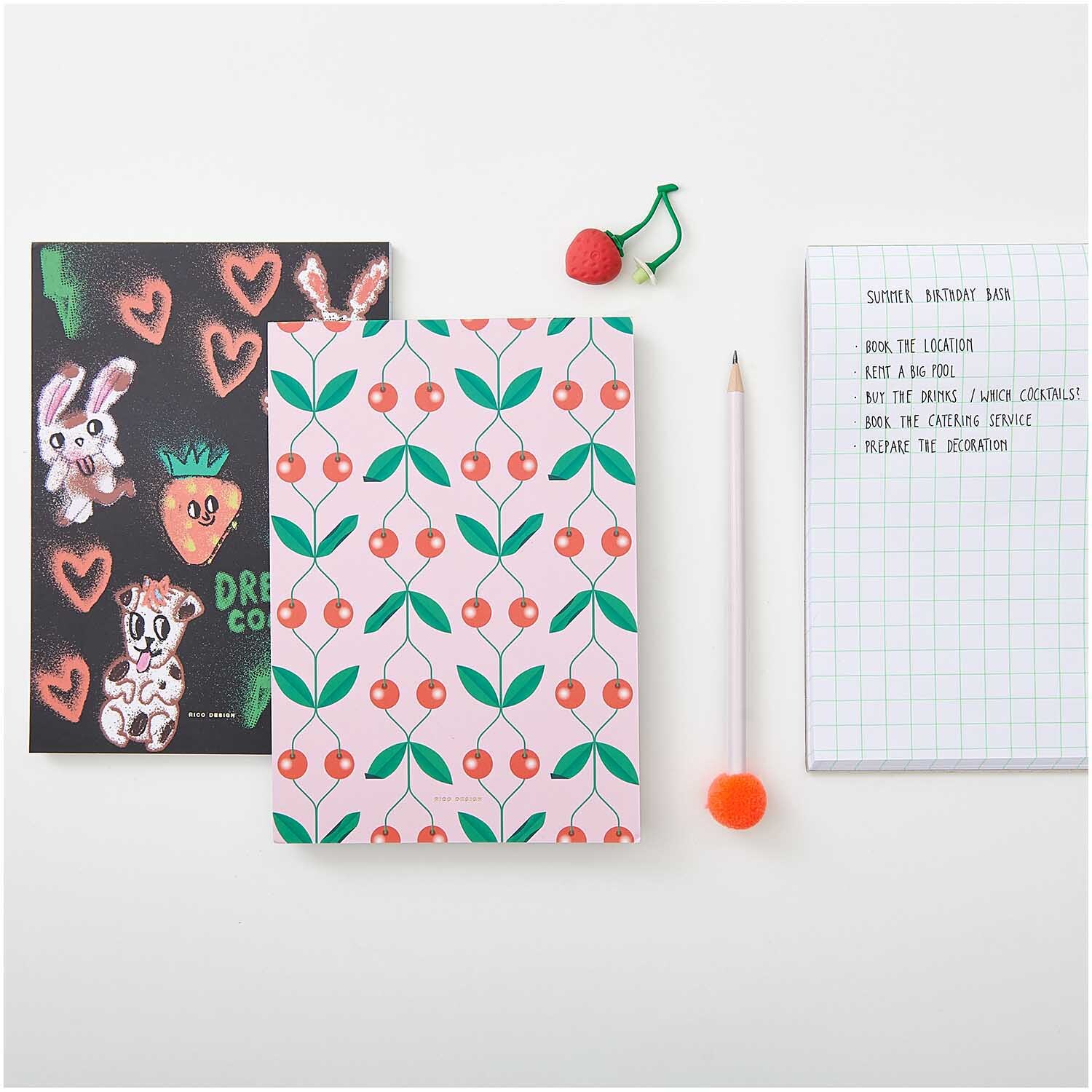 Paper Poetry Notizblock Kirschen A5 50 Blatt 100g/m2 von Rico Design
