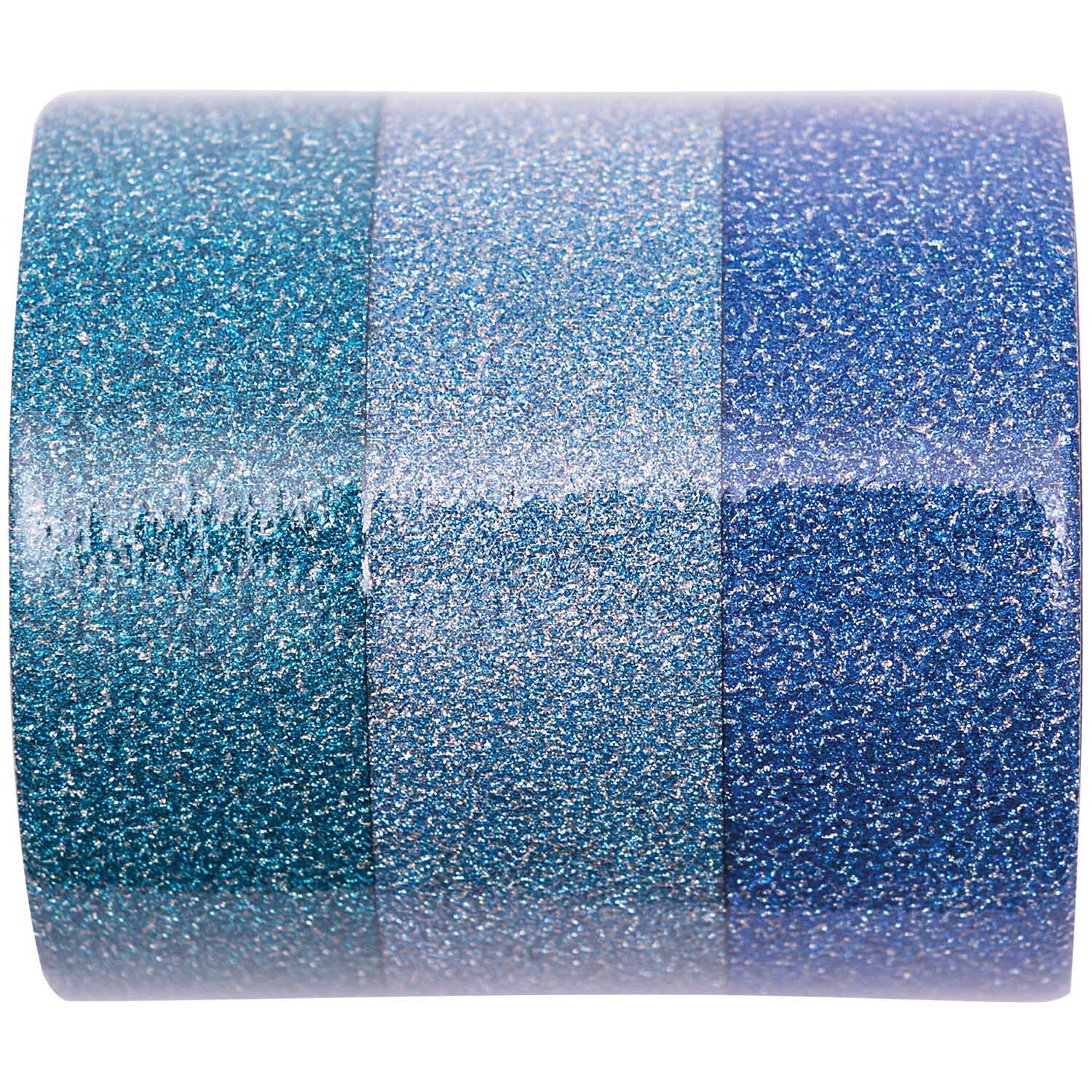 Glitter Tape Set 1,5cm 5m in verschiedenen Blautönen von Rico Design, ideal für kreative Projekte.