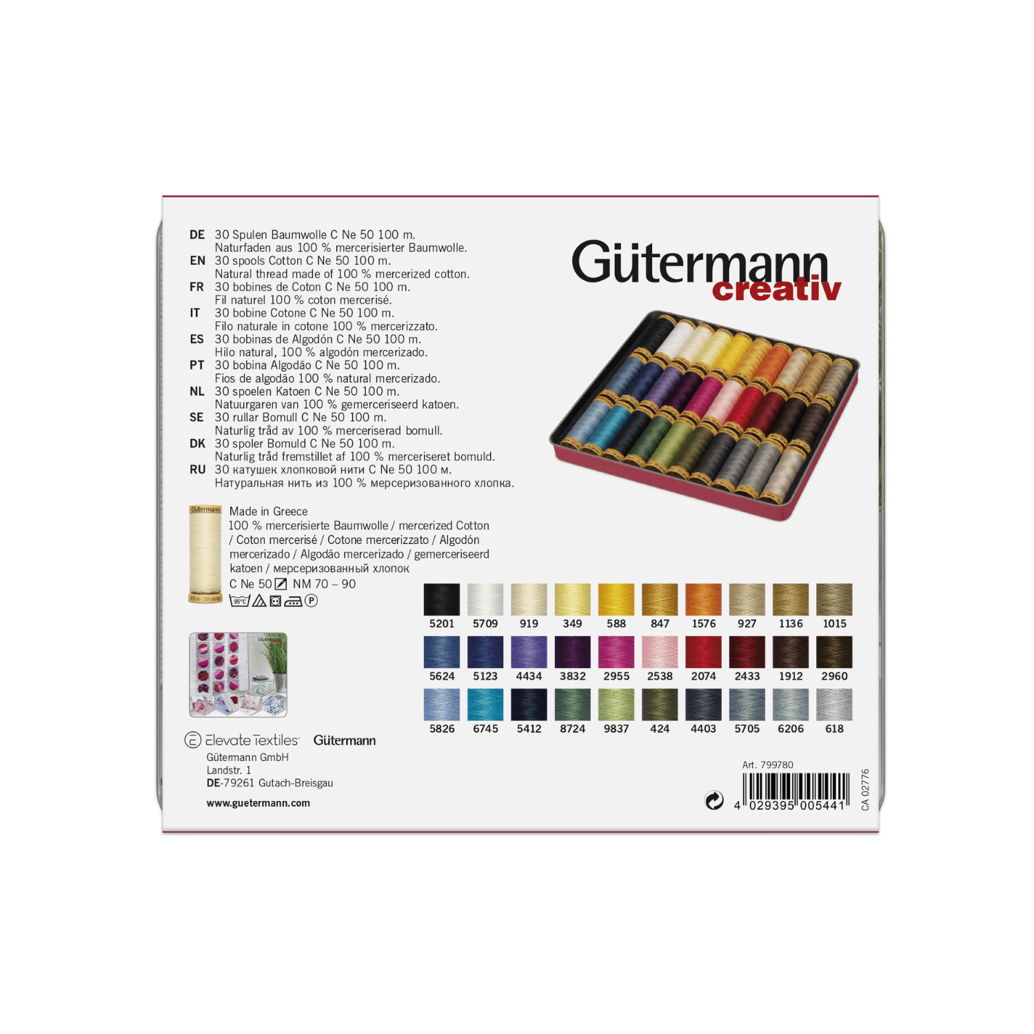 Nähfaden Set Baumwolle 30x 100m von Gütermann creativ 