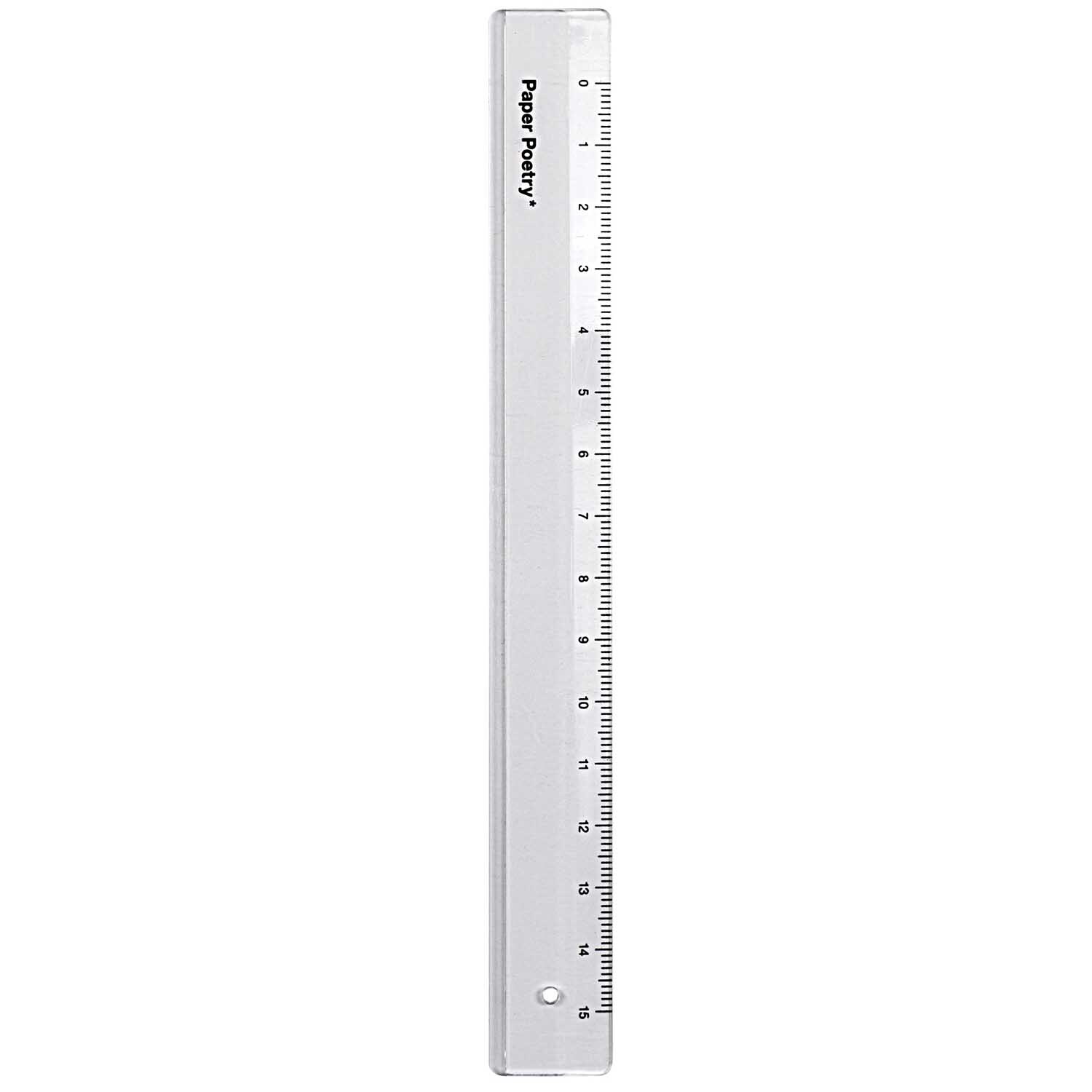 Paper Poetry Lineal Kunststoff schmal 15cm von Rico Design, transparent, mit präziser Skala.