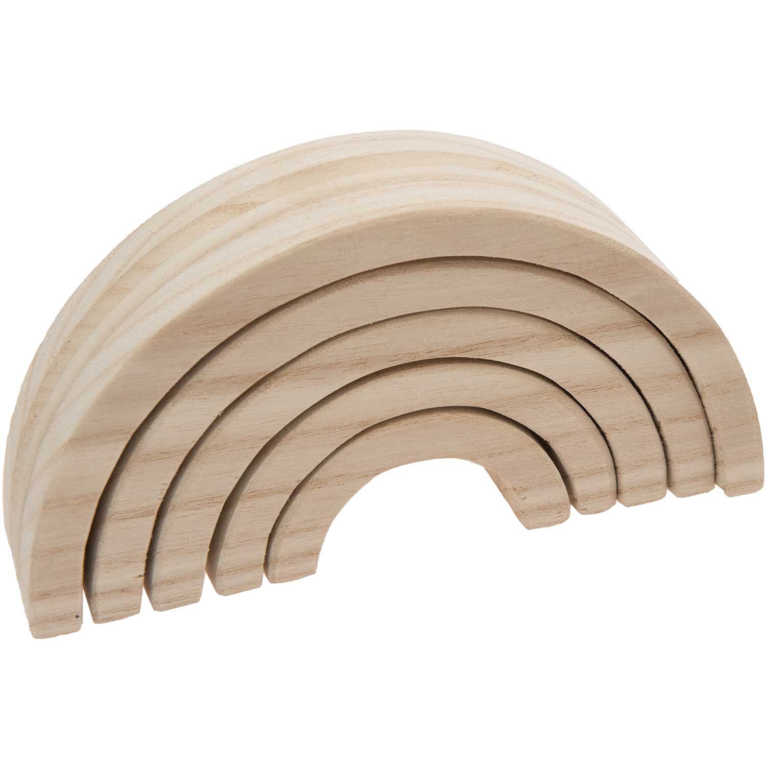 Holz-Regenbogen 18x9x5cm, 5-teilig von Rico Design. Naturbelassene Holzbögen in Regenbogenform.