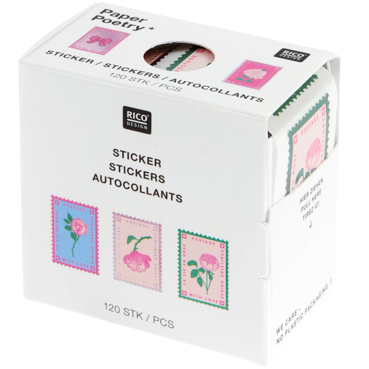 Paper Poetry Mini-Sticker La Vie en Rose Briefmarken 120 Stück von Rico Design