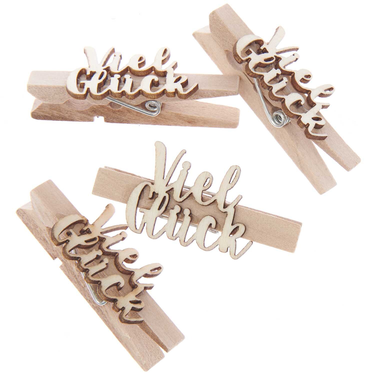 Holzklammern "Viel Glück" 7x48mm 4 Stück von Rico Design