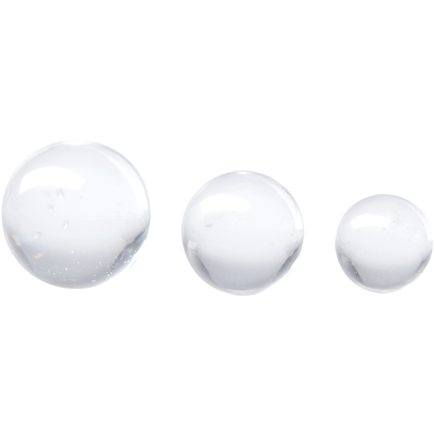 Silikon Gießform kleine Kugeln von Rico Design, transparent, drei Kugeln Ø2-3cm auf weißem Hintergrund.