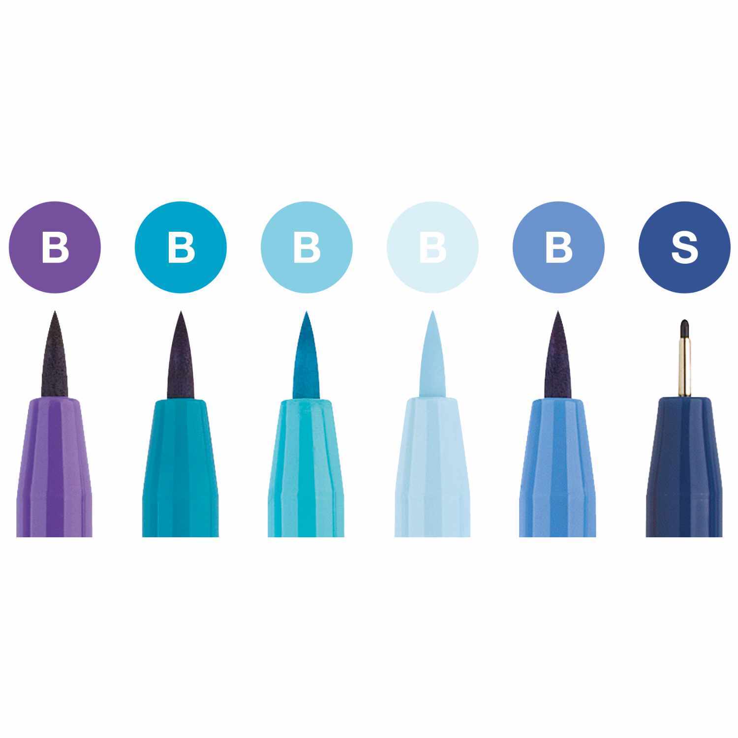 Tuschestift Pitt Artist Pen Handlettering Blautöne 6 Stück von Faber-Castell 