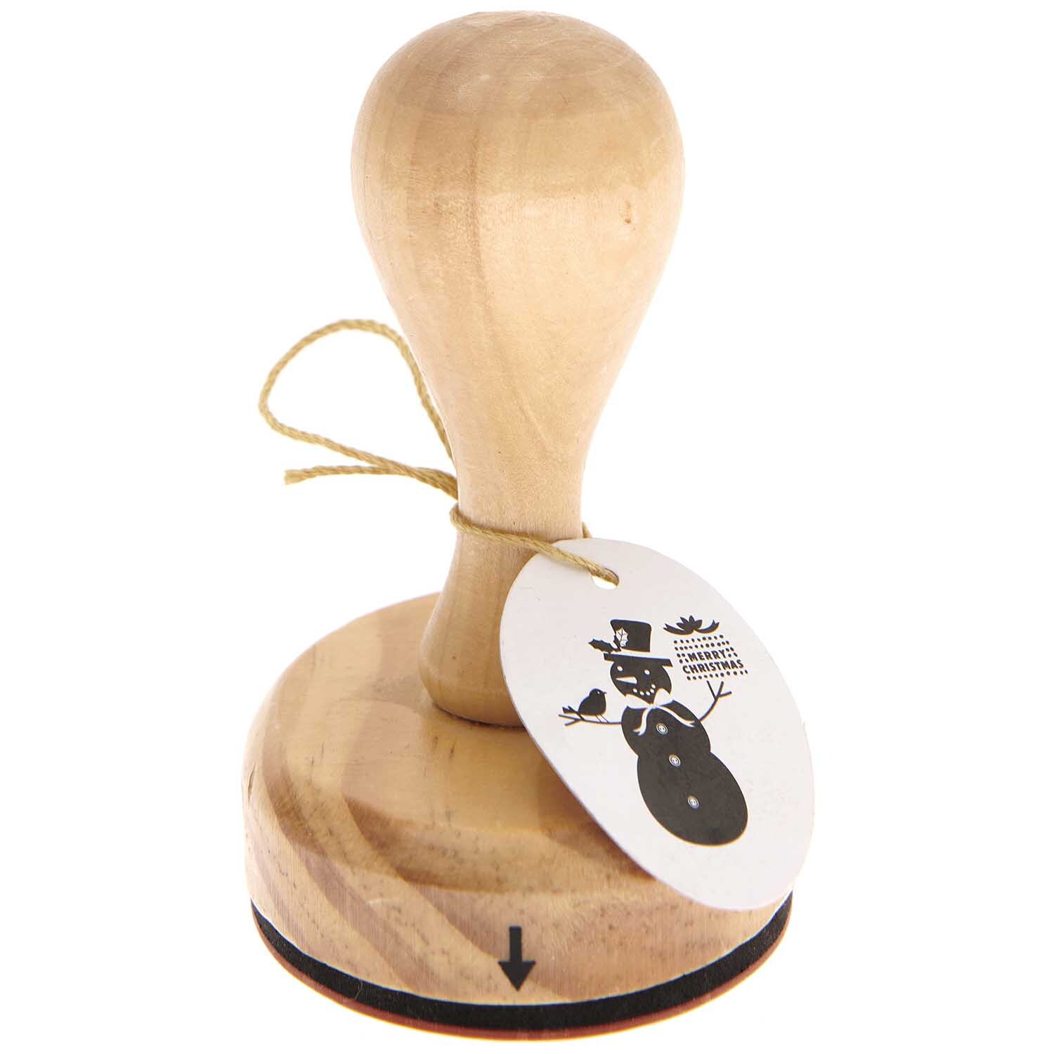 Stempel Schneemann 5x7cm oval von Rico Design: Holzstempel mit Schneemann-Motiv, ideal für kreative Bastelprojekte.