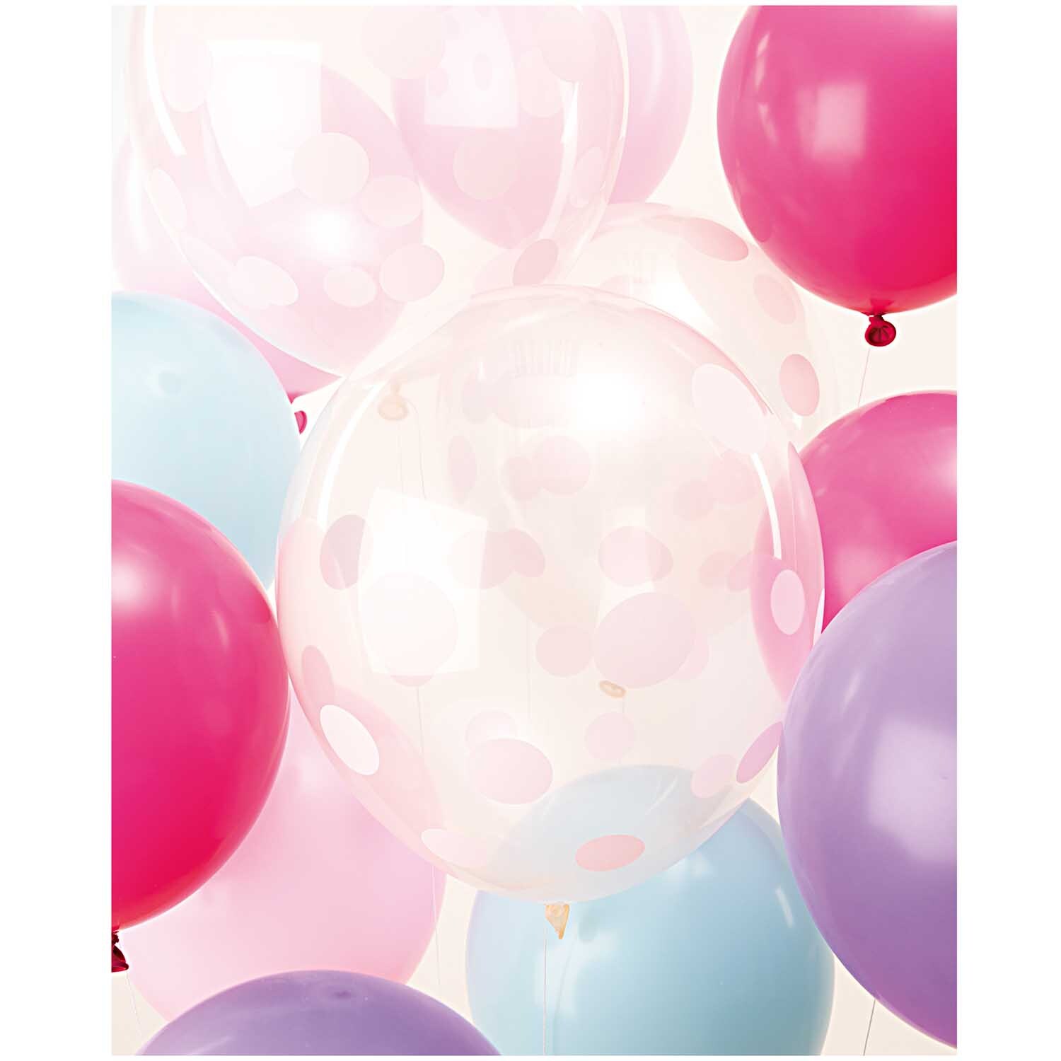 Luftballon Mix pastell 30cm 12 Stück: Bunte Ballons in Rosa, Blau und Lila von Rico Design.