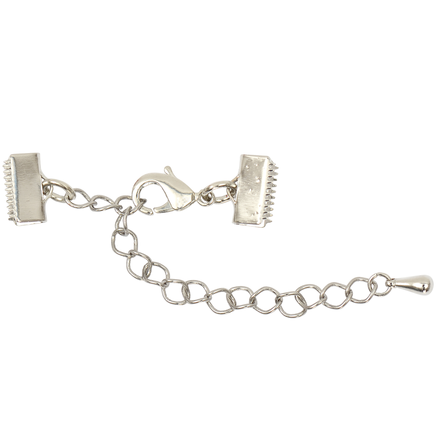 Klemmverschluss mit Karabiner, silberfarben, von Rico Design. Detaillierte Kettenglieder und Verschluss. Ideal für Schmuckherstellung.