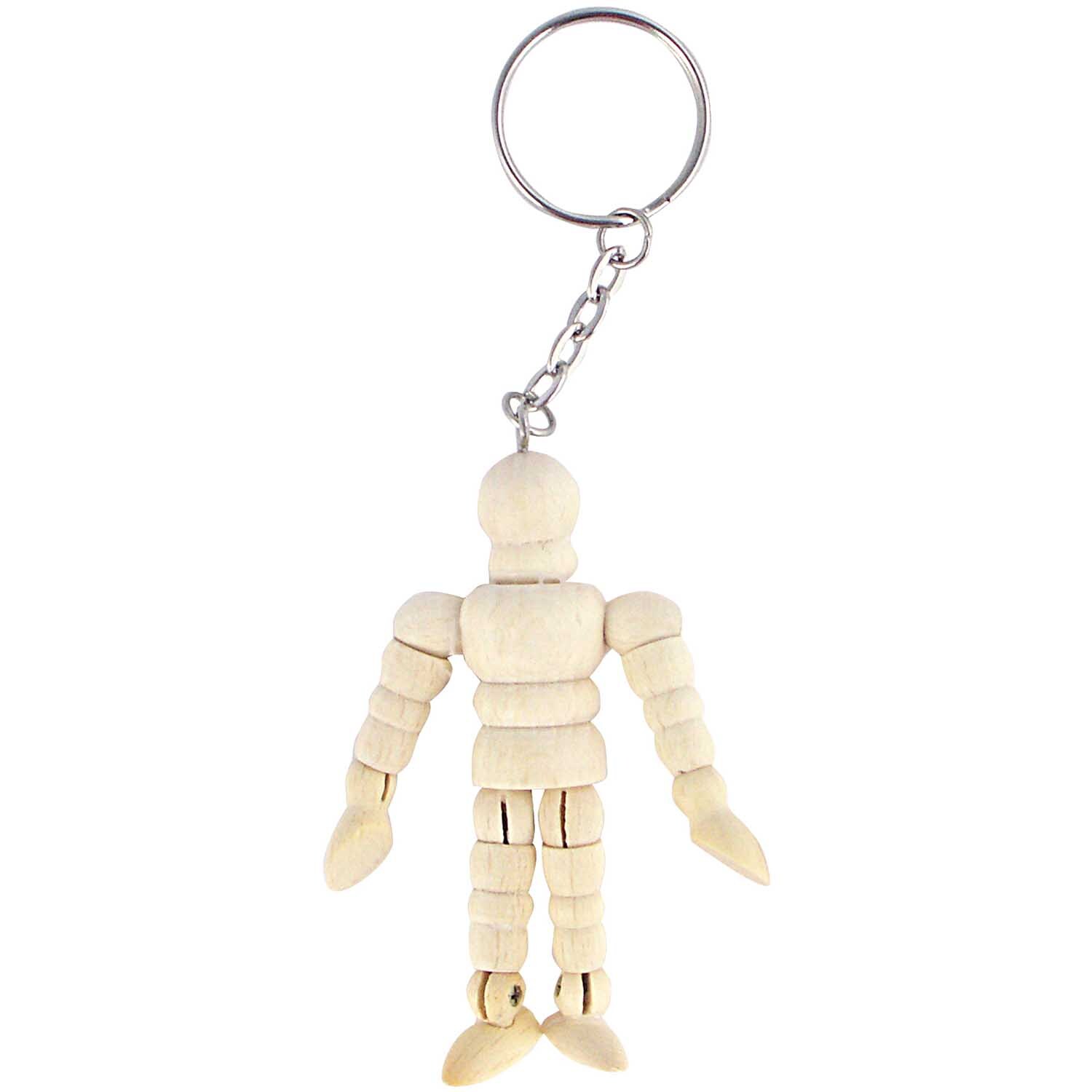 Modellpuppe mini 7cm als Schlüsselanhänger aus hellem Holz von Rico Design, ideal für kreative Projekte.