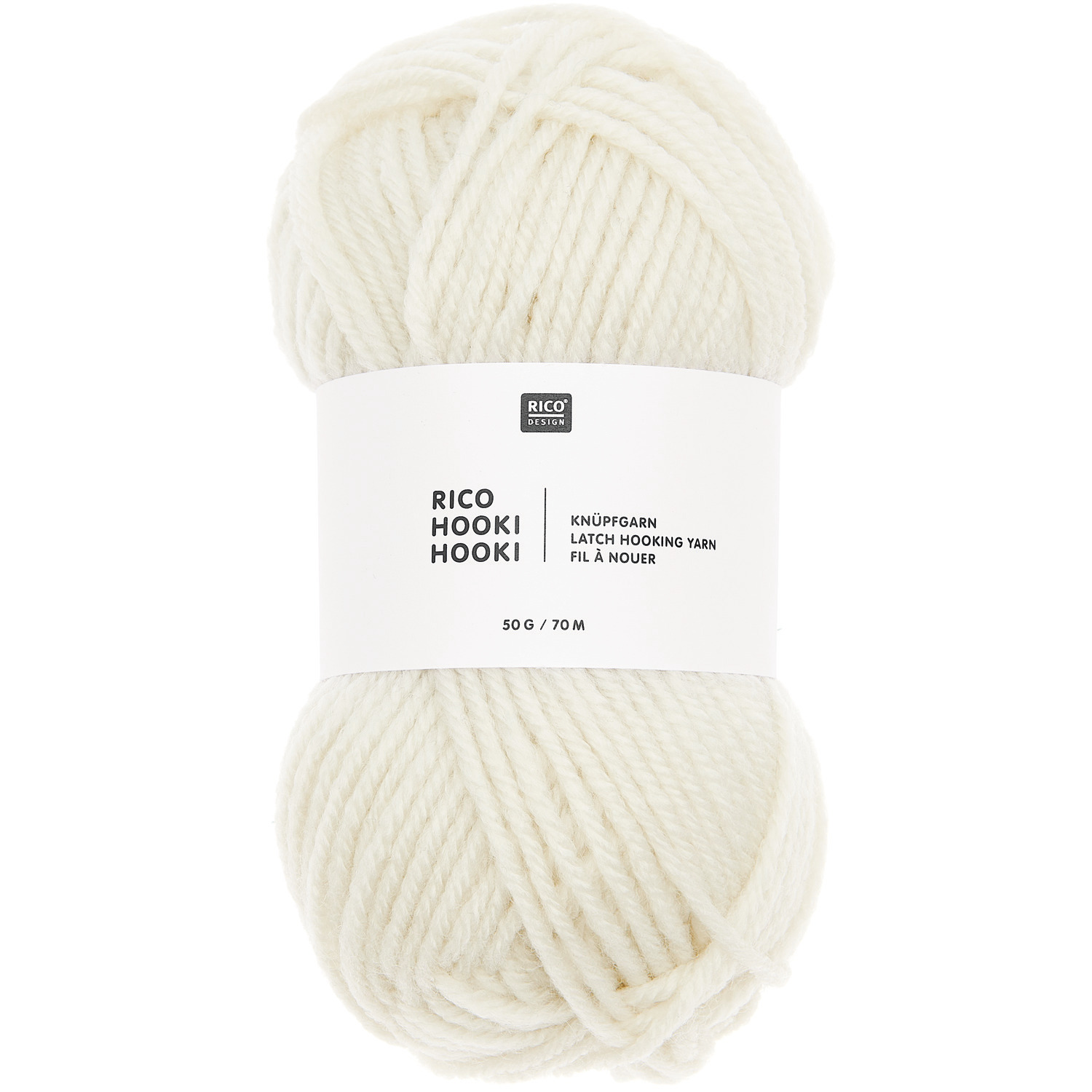 Rico Hooki Hooki Knüpfgarn in Off White, 50g 70m, von Rico Design, ideal für kreative Handarbeiten.
