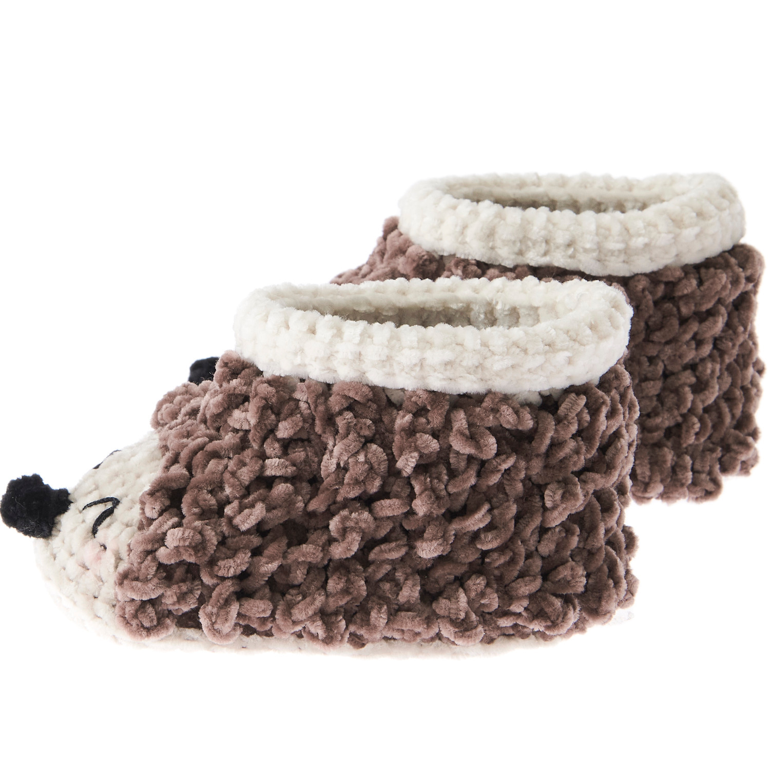 Ricorumi Häkelset Baby Booties Igel: Flauschige, braune Häkel-Babyschuhe mit niedlichem Igel-Design von Rico Design. Ideal für Neugeborene.
