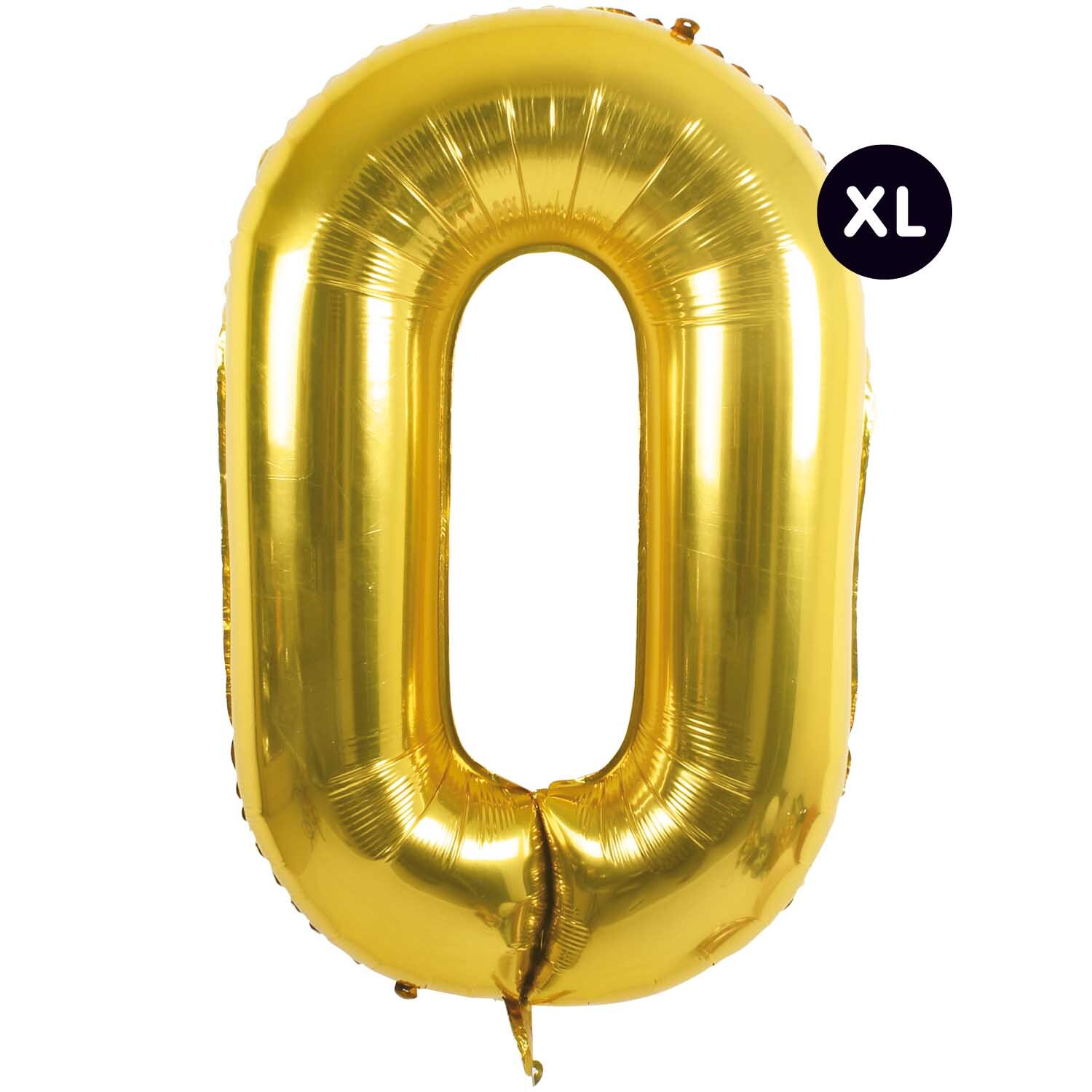 Folienballon Zahl gold 86cm in Form einer großen Null, ideal für Geburtstagsfeiern.