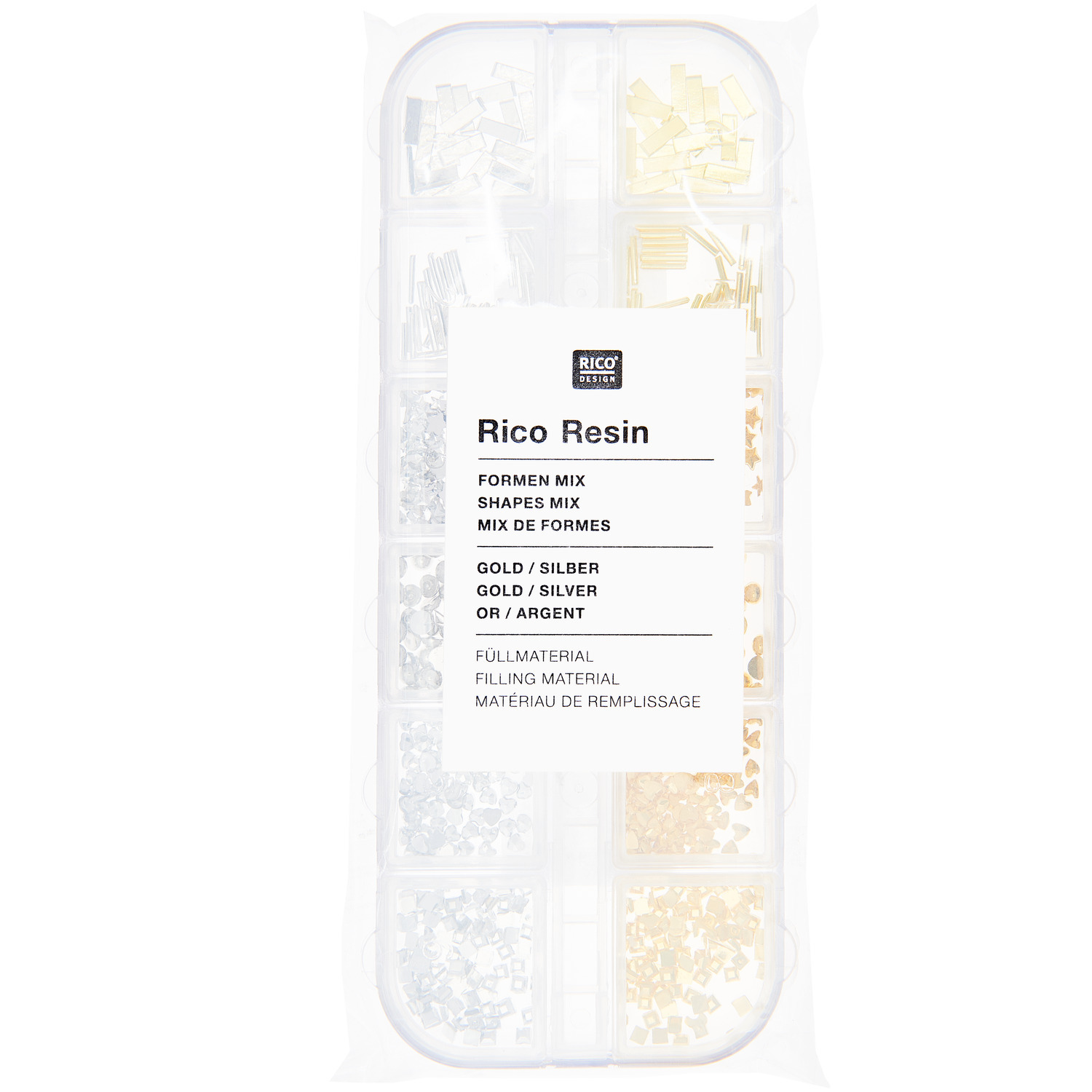 Füllmaterial für Resin Formen Mix 2 Gold & Silber  12x8g von Rico Design