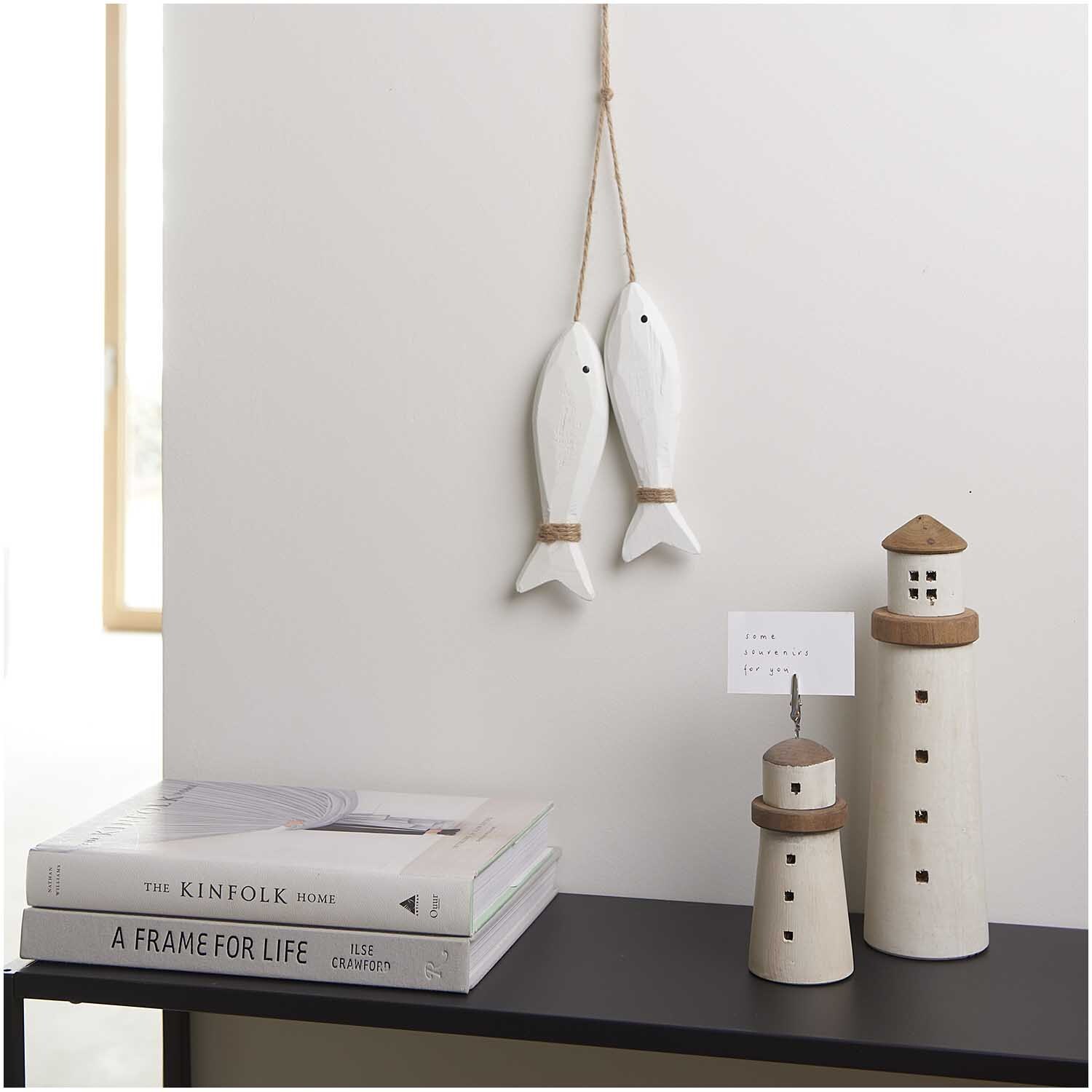 Holzhänger Fische mit Juteband weiß 19x5cm von Rico Design