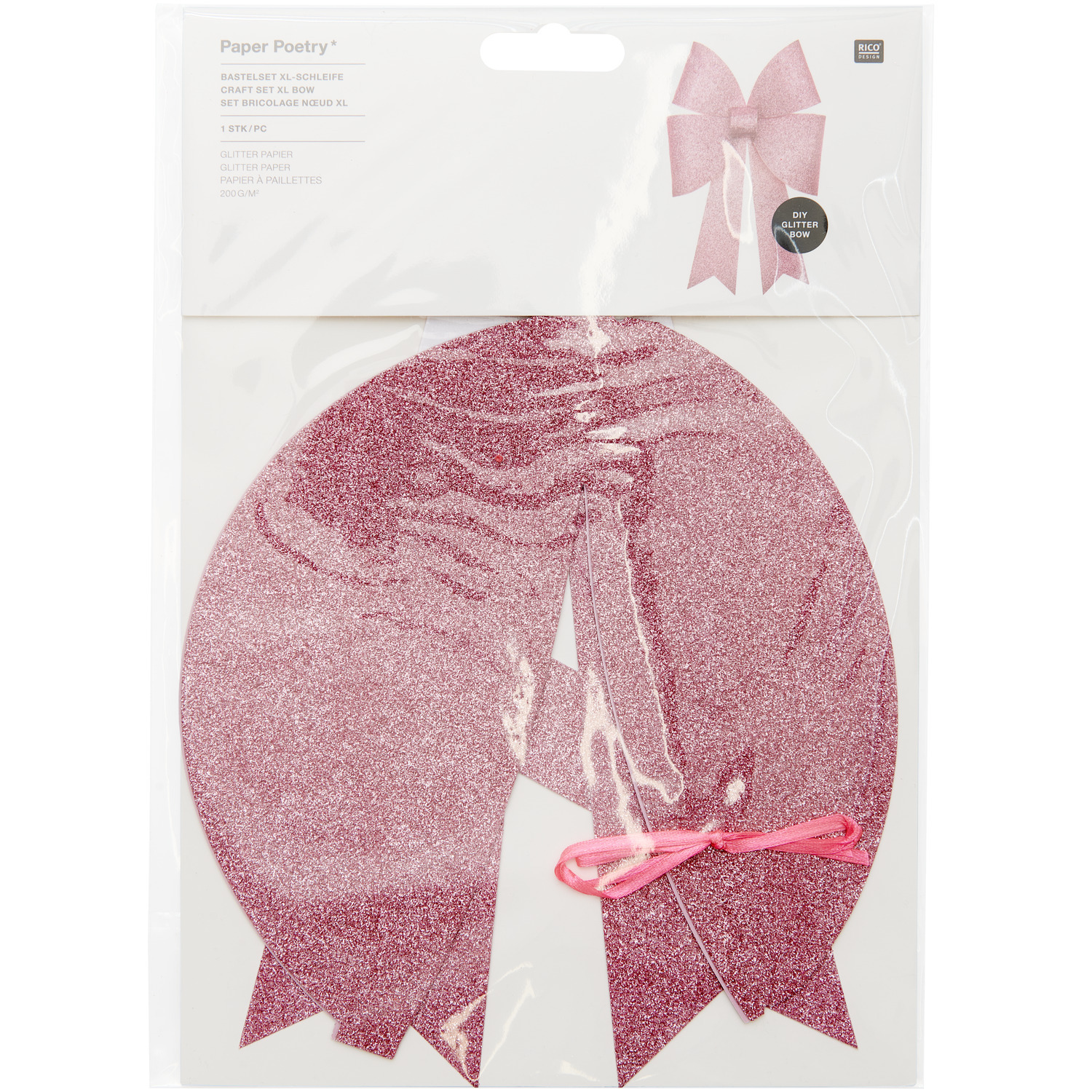 Paper Poetry Bastelset XL-Schleife Glitter 20x30cm Farbe Pink von Rico Design