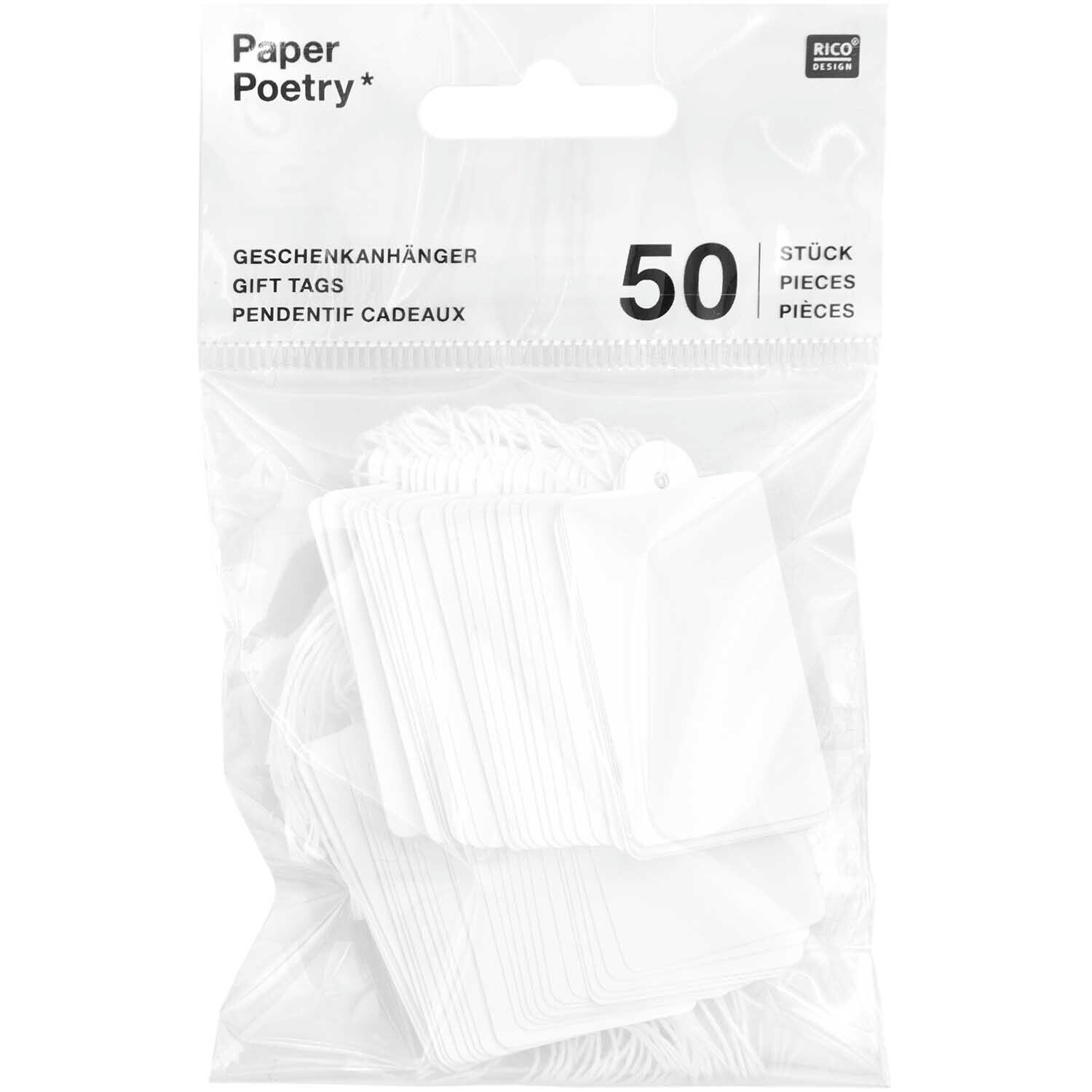 Paper Poetry Geschenkanhänger weiß Größe 26x45mm von Rico Design