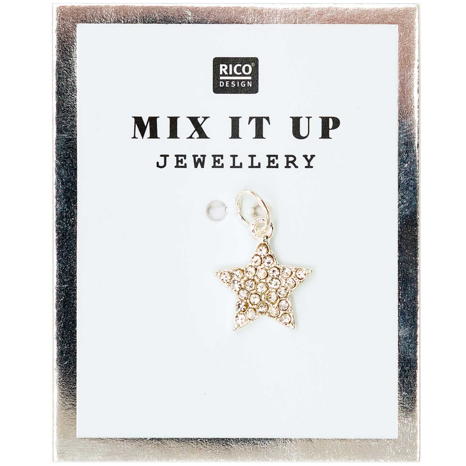 Mix it Up - Jewellery Stern Anhänger Strass silber  Ø10mm von Rico Design