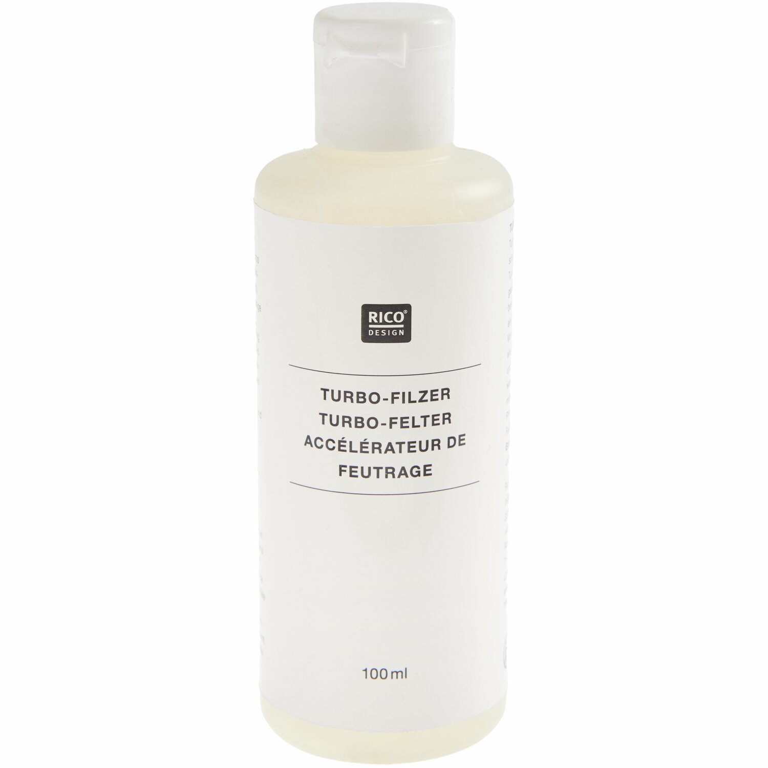 Turbo-Filzer 100ml von Rico Design, transparent. Praktische Flasche für effizientes Filzen.