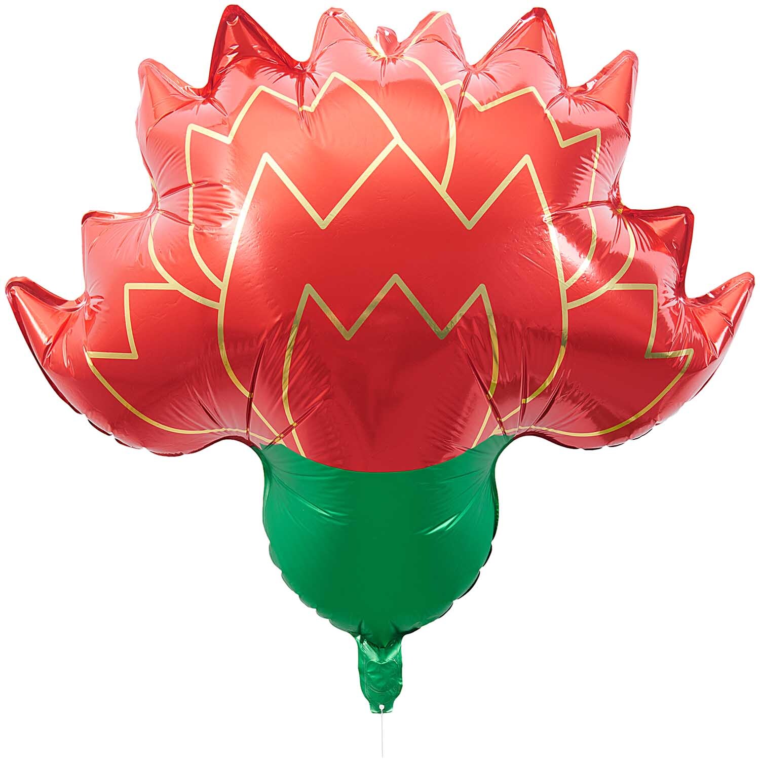 Rico Design x Redfries Folienballon Nelke, rot-grün, 68x65cm. Ideal für festliche Dekorationen.