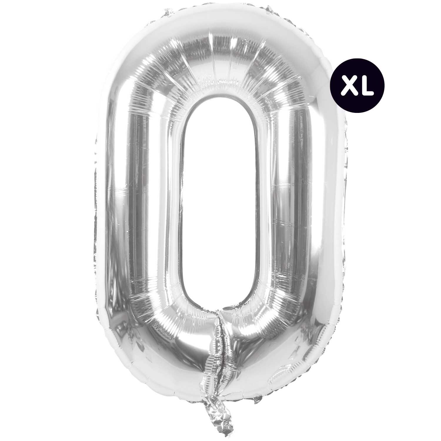 Folienballon Zahl silber 86cm von Rico Design in Form einer großen, glänzenden Null. Ideal für Geburtstagsfeiern und Jubiläen.